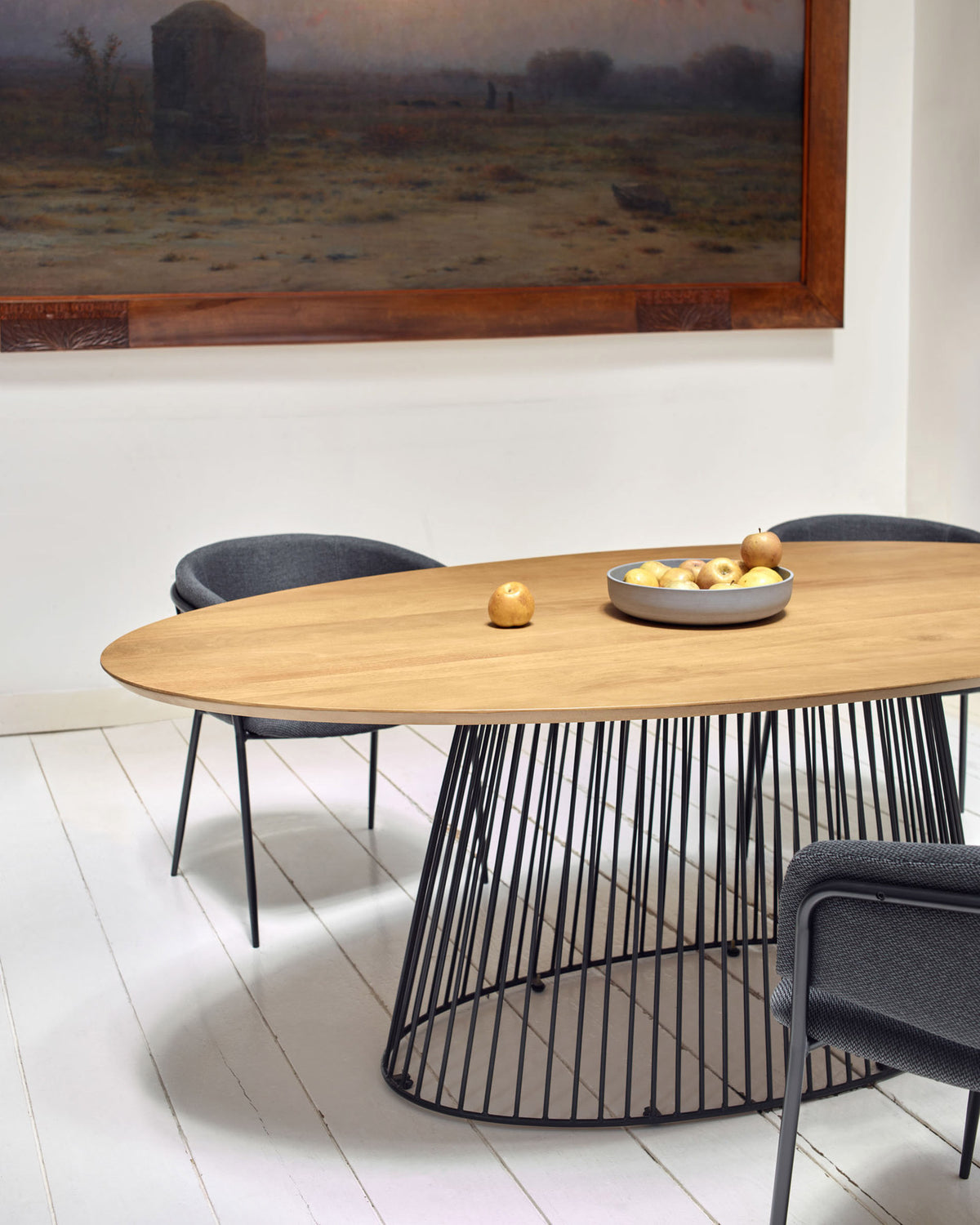 Leska Tisch 200 x 110 cm aus massivem Mangoholz und schwarzen Stahlbeinen in Natur, Schwarz präsentiert im Onlineshop von KAQTU Design AG. Esstisch ist von Kave Home