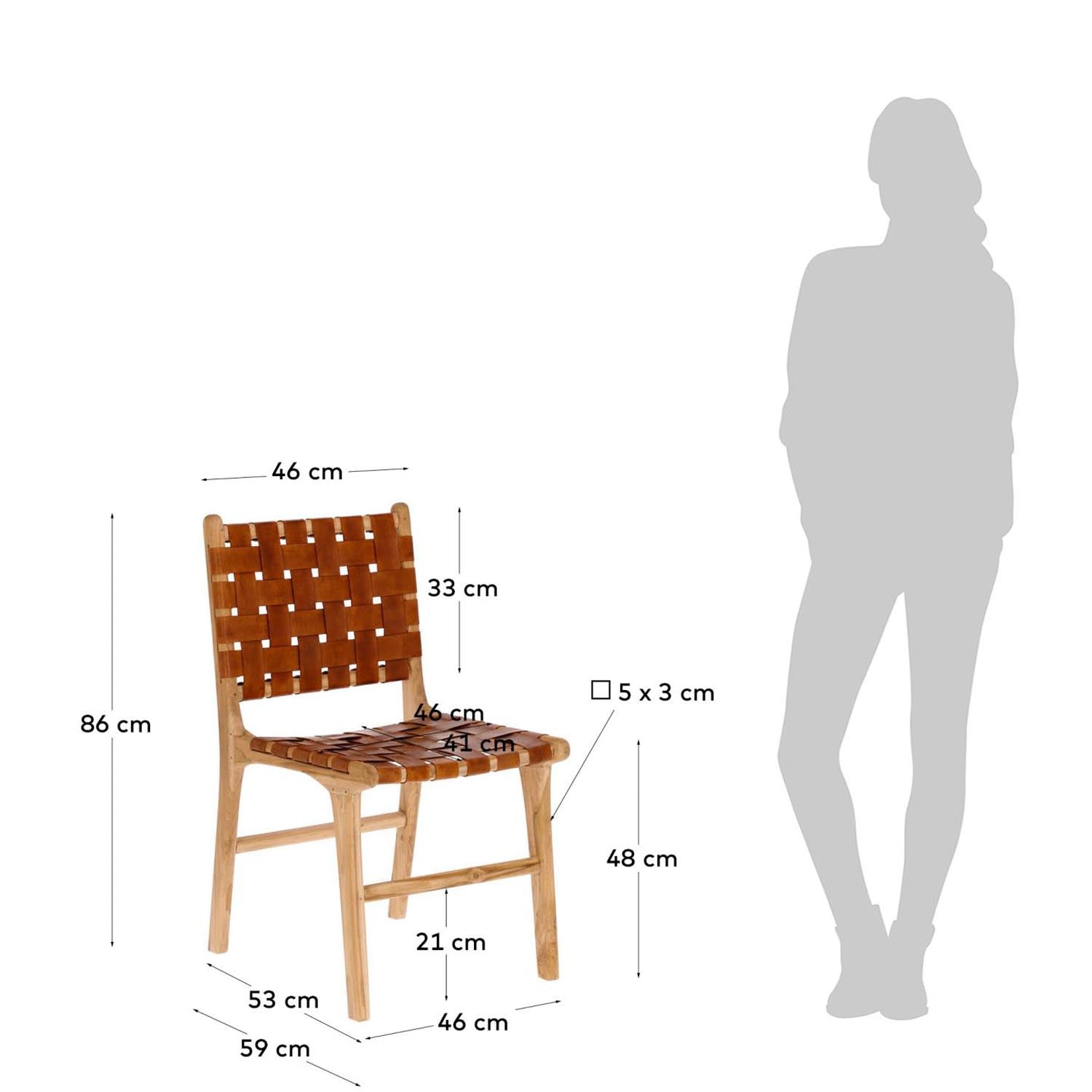 Entdecke den Calixta Stuhl aus Leder und massivem Teak von Kave Home – ein stilvolles, nachhaltiges Möbelstück für dein Zuhause.