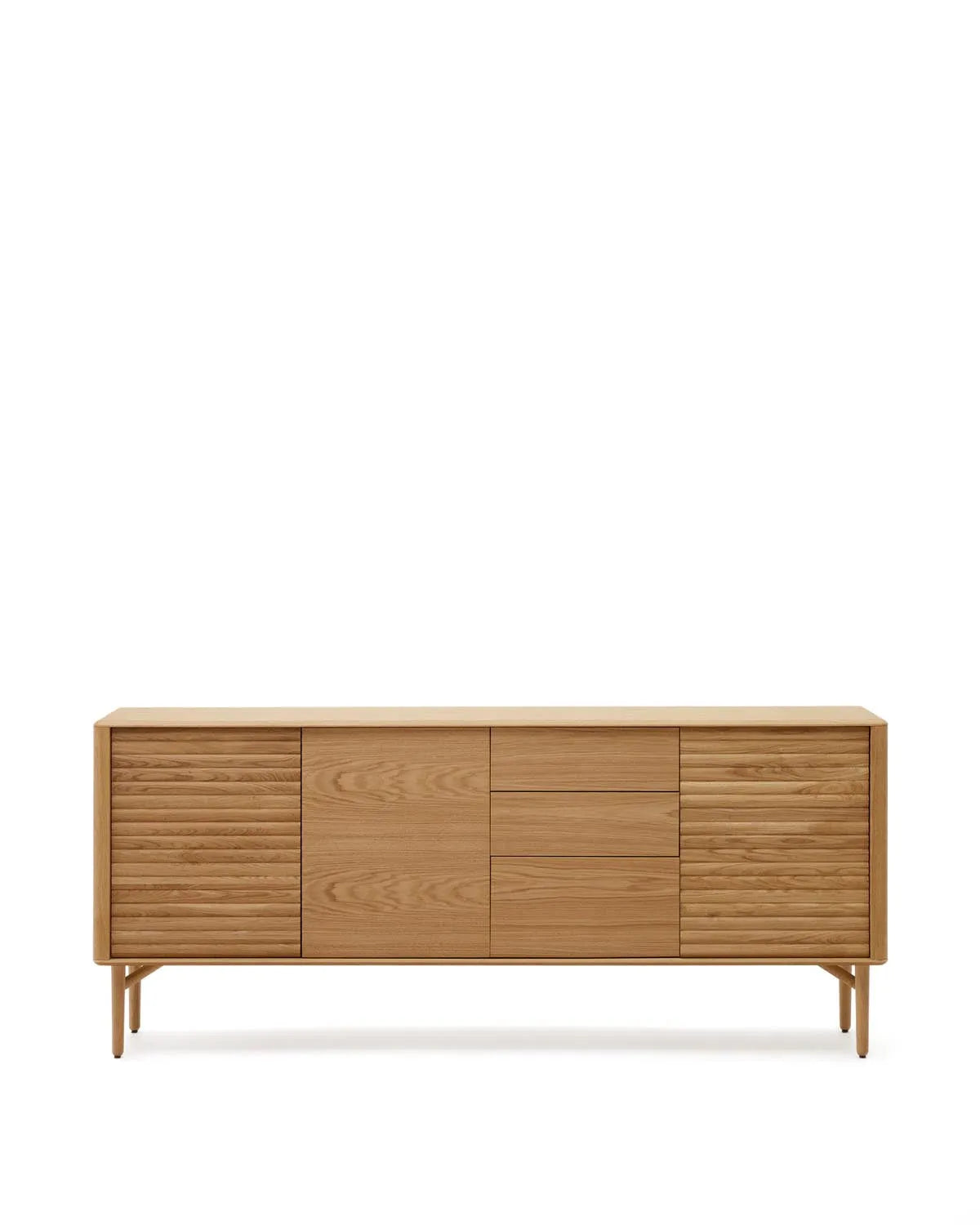 Lenon Sideboard 3 Türen 3 Schubladen Eichenholz und -furnier 200 x 86 cm FSC MIX Credit in Natur präsentiert im Onlineshop von KAQTU Design AG. Sideboard ist von Kave Home