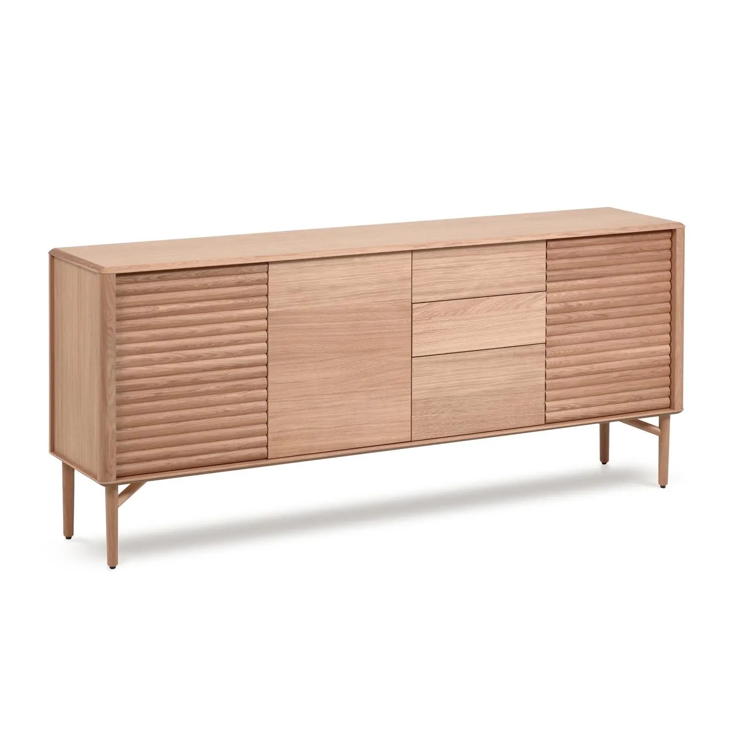 Lenon Sideboard 3 Türen 3 Schubladen Eichenholz und -furnier 200 x 86 cm FSC MIX Credit in Natur präsentiert im Onlineshop von KAQTU Design AG. Sideboard ist von Kave Home