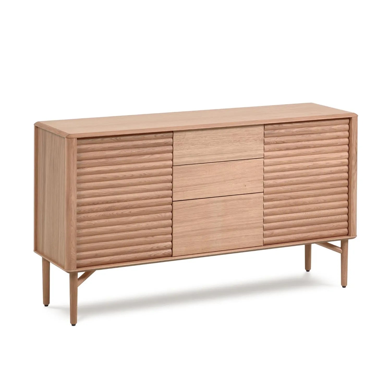 Lenon Sideboard 2 Türen 3 Schubladen Eichenholz und -furnier 155 x 86 cm FSC MIX Credit in Natur präsentiert im Onlineshop von KAQTU Design AG. Sideboard ist von Kave Home