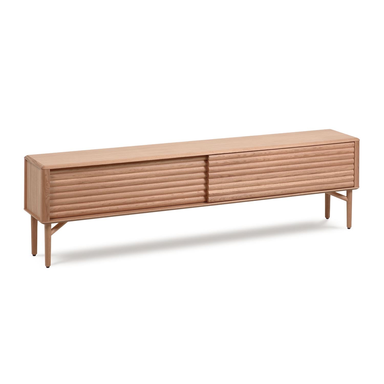 Lenon TV-Schrank 2 Türen aus massiver Eiche und Furnier 200 x 57 cm FSC MIX Credit in Natur präsentiert im Onlineshop von KAQTU Design AG. Sideboard ist von Kave Home