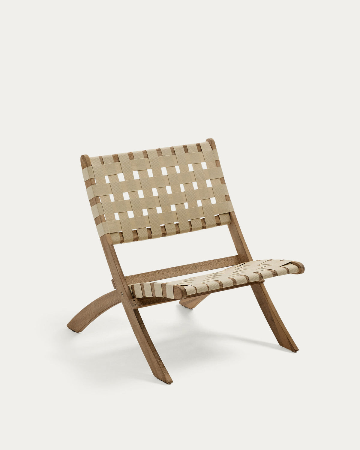 Chabeli Klappsessel massives Akazienholz und cremefarbenes Seil FSC 100 % in Beige präsentiert im Onlineshop von KAQTU Design AG. Outdoor-Sessel ist von Kave Home