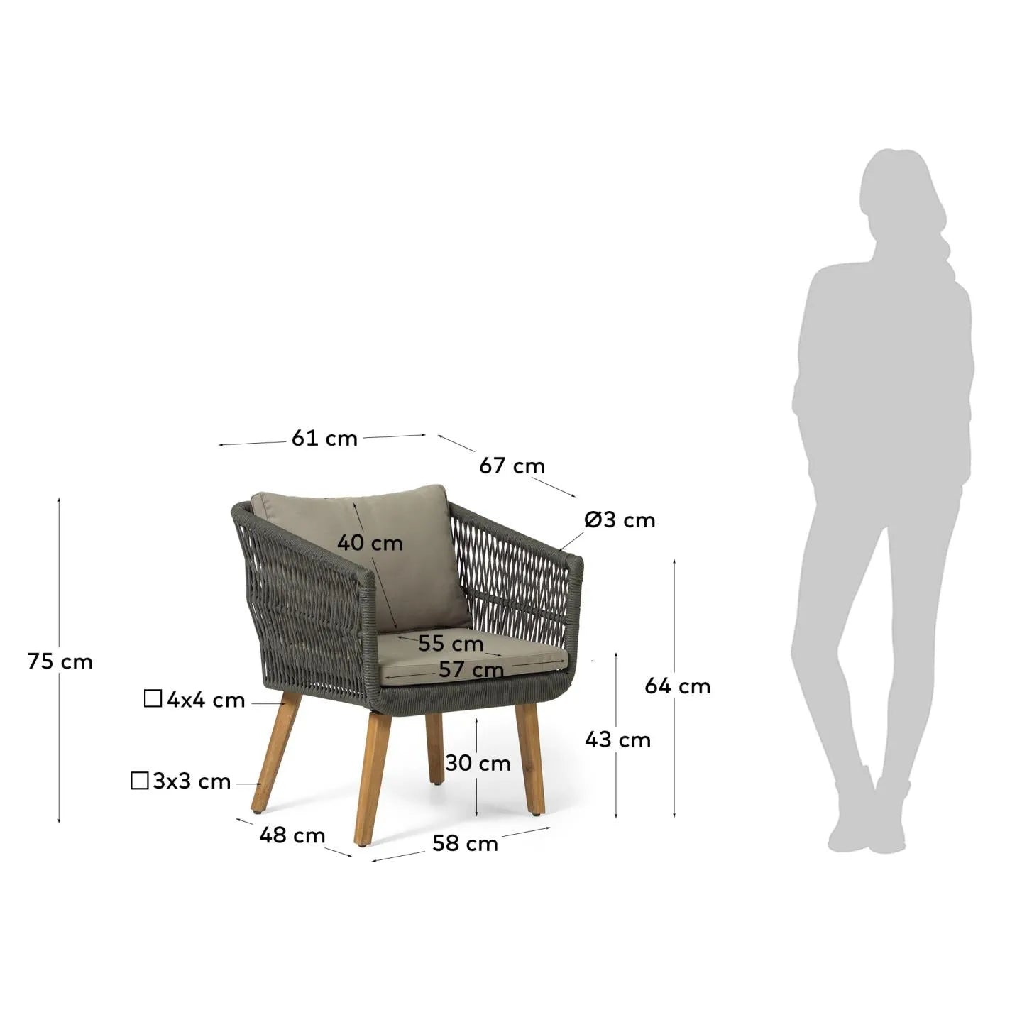 Das Set Inti von Kave Home: 2-Sitzer-Sofa und 2 Stühle, grün bespannt, aus FSC-zertifiziertem Holz, stilvoll und umweltfreundlich.
