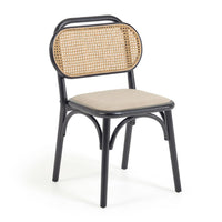 Doriane chair solid elm black finish padded seat