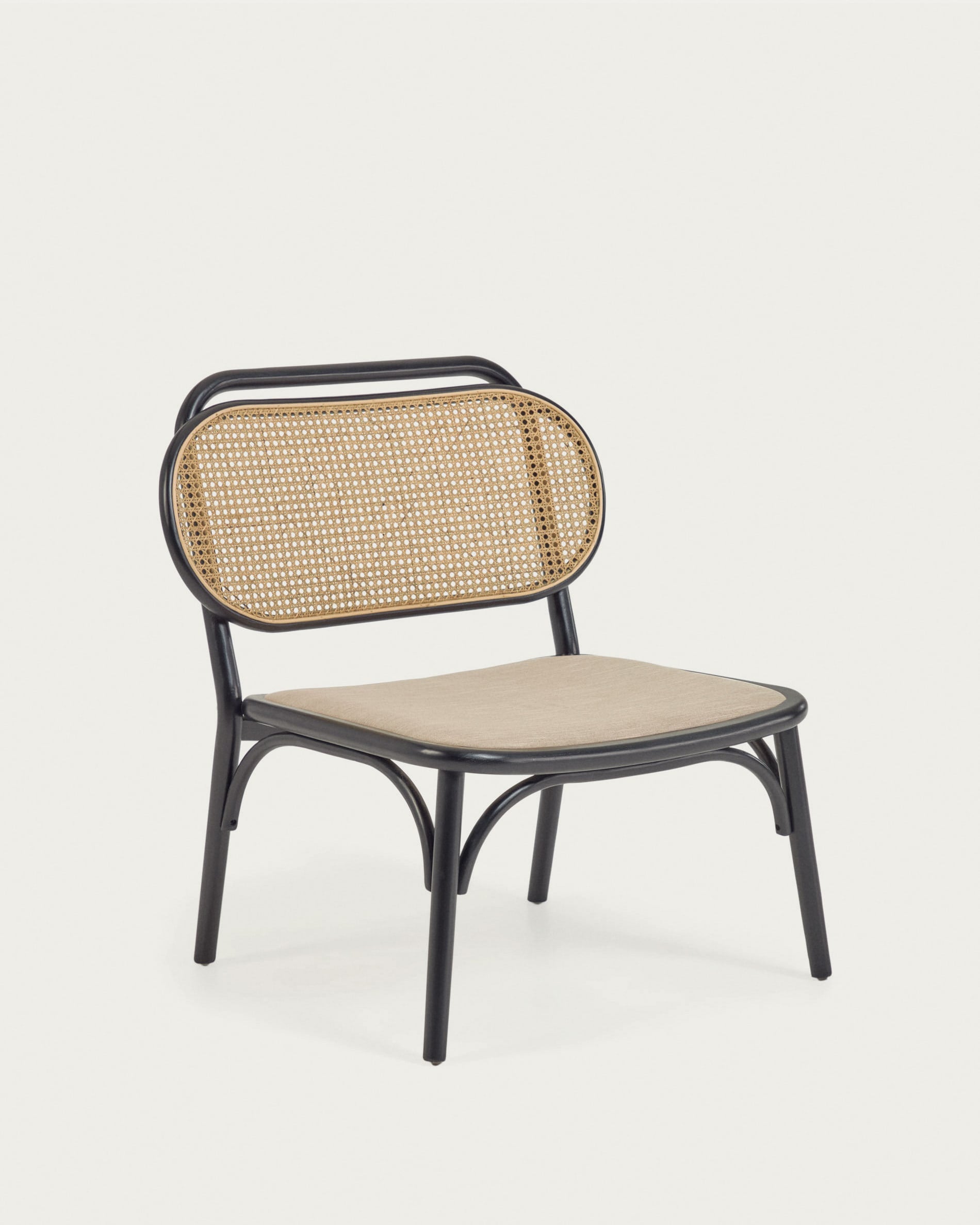 Doriane armchair solid elm black lacquer finish upholstered seat