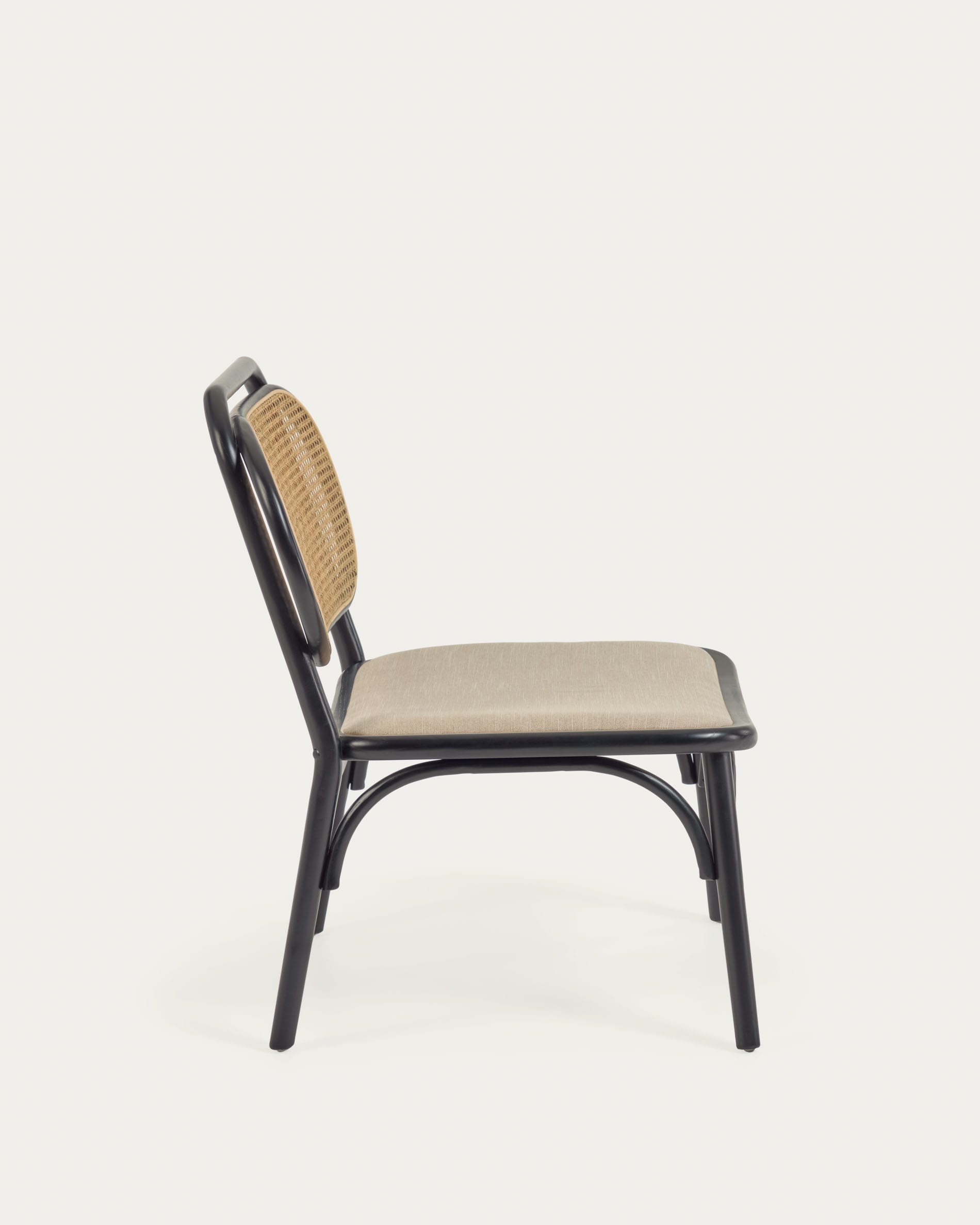 Doriane armchair solid elm black lacquer finish upholstered seat