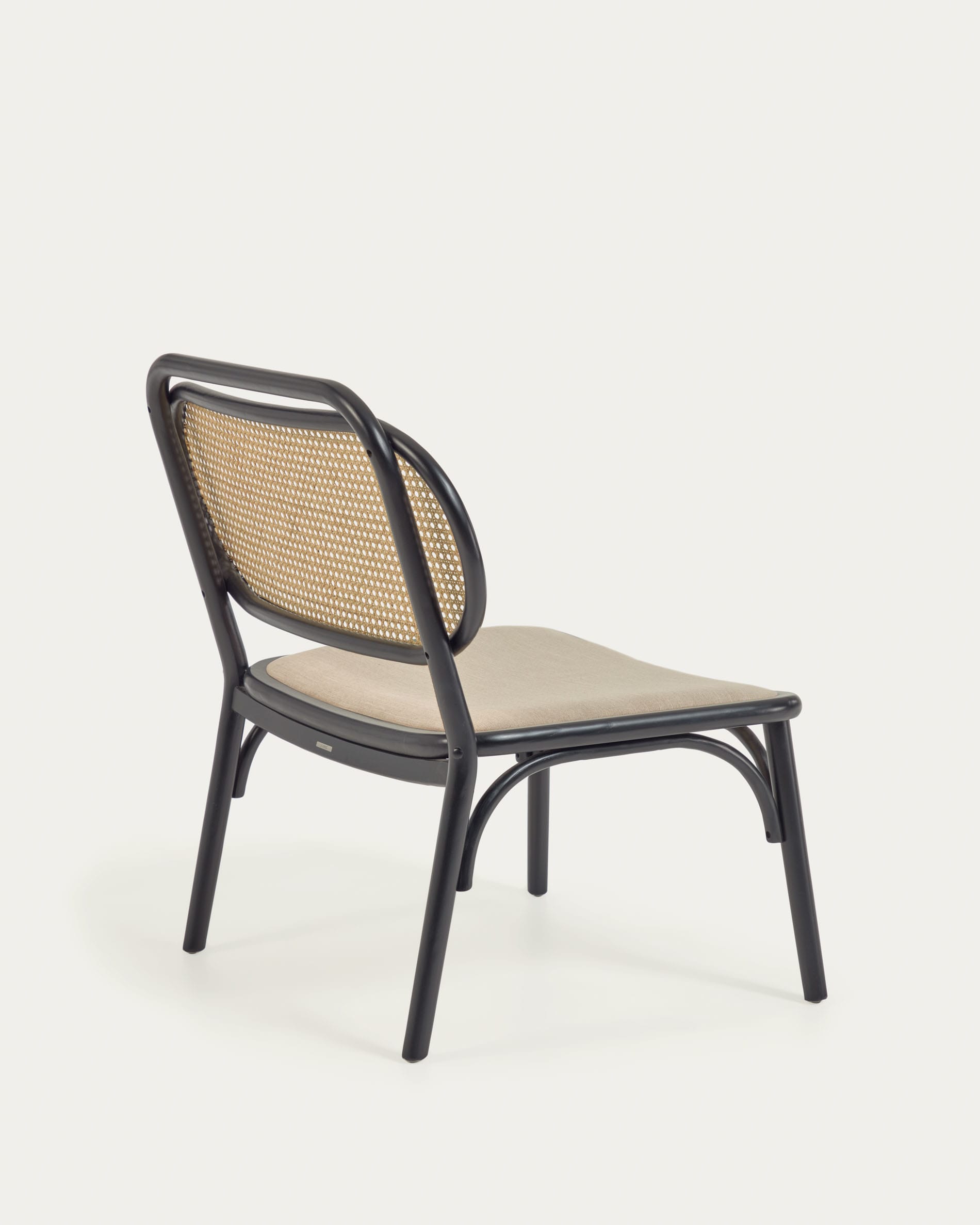 Doriane armchair solid elm black lacquer finish upholstered seat