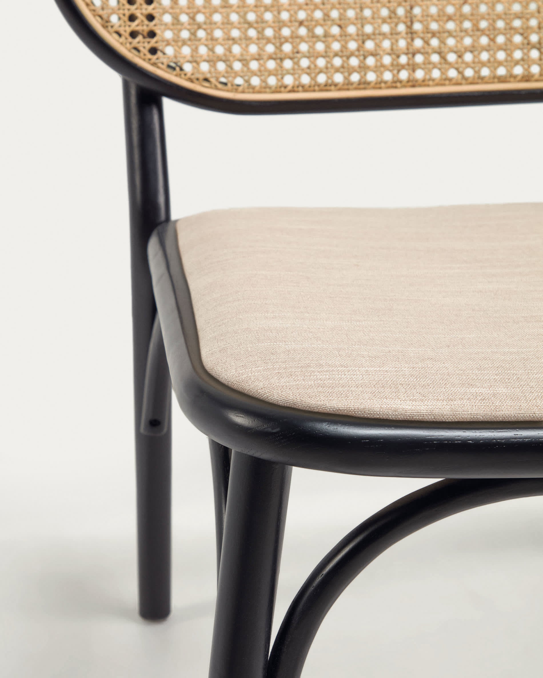 Doriane armchair solid elm black lacquer finish upholstered seat