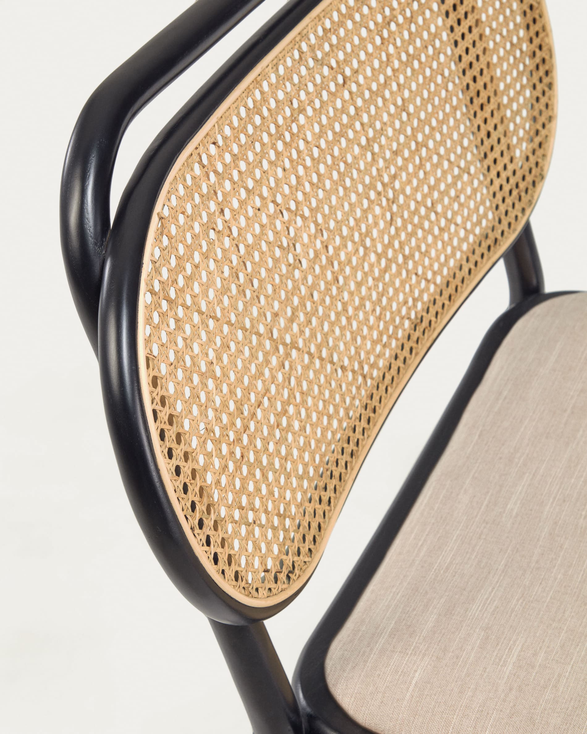 Doriane armchair solid elm black lacquer finish upholstered seat