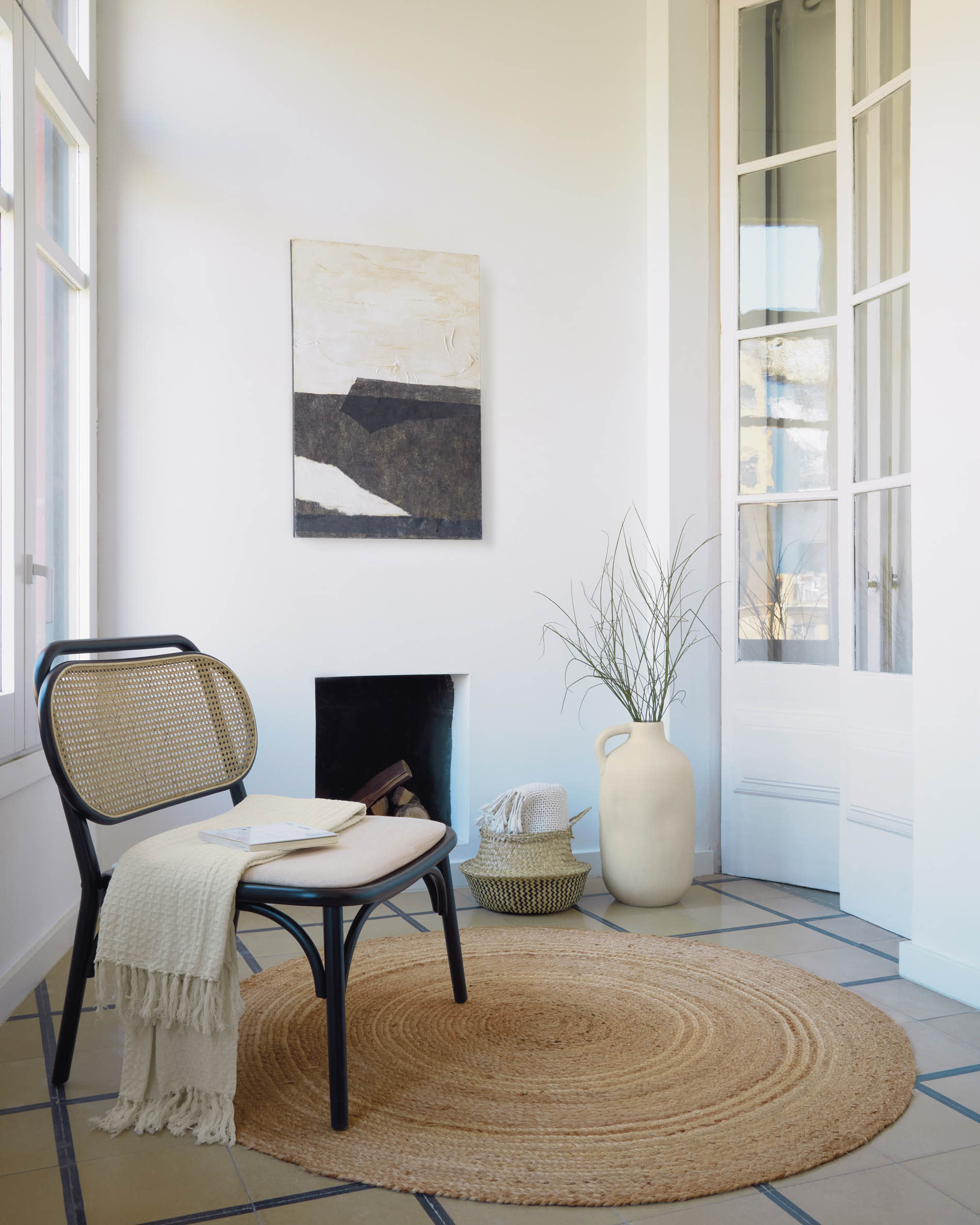 Doriane armchair solid elm black lacquer finish upholstered seat