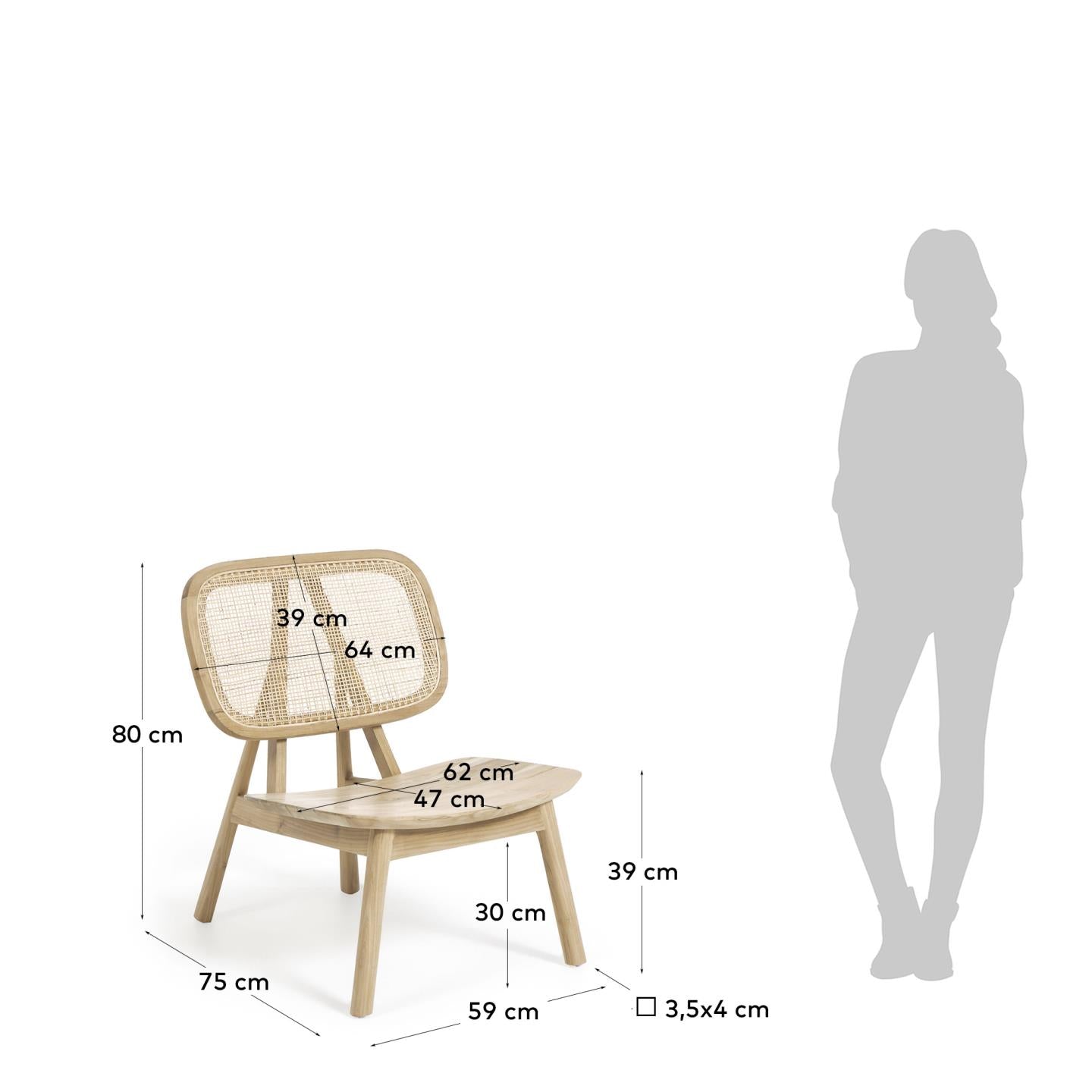 Der Nadra Sessel aus Teakholz und Rattan von Kave Home bietet zeitlose Eleganz und natürliche Materialien für Ihr Zuhause.