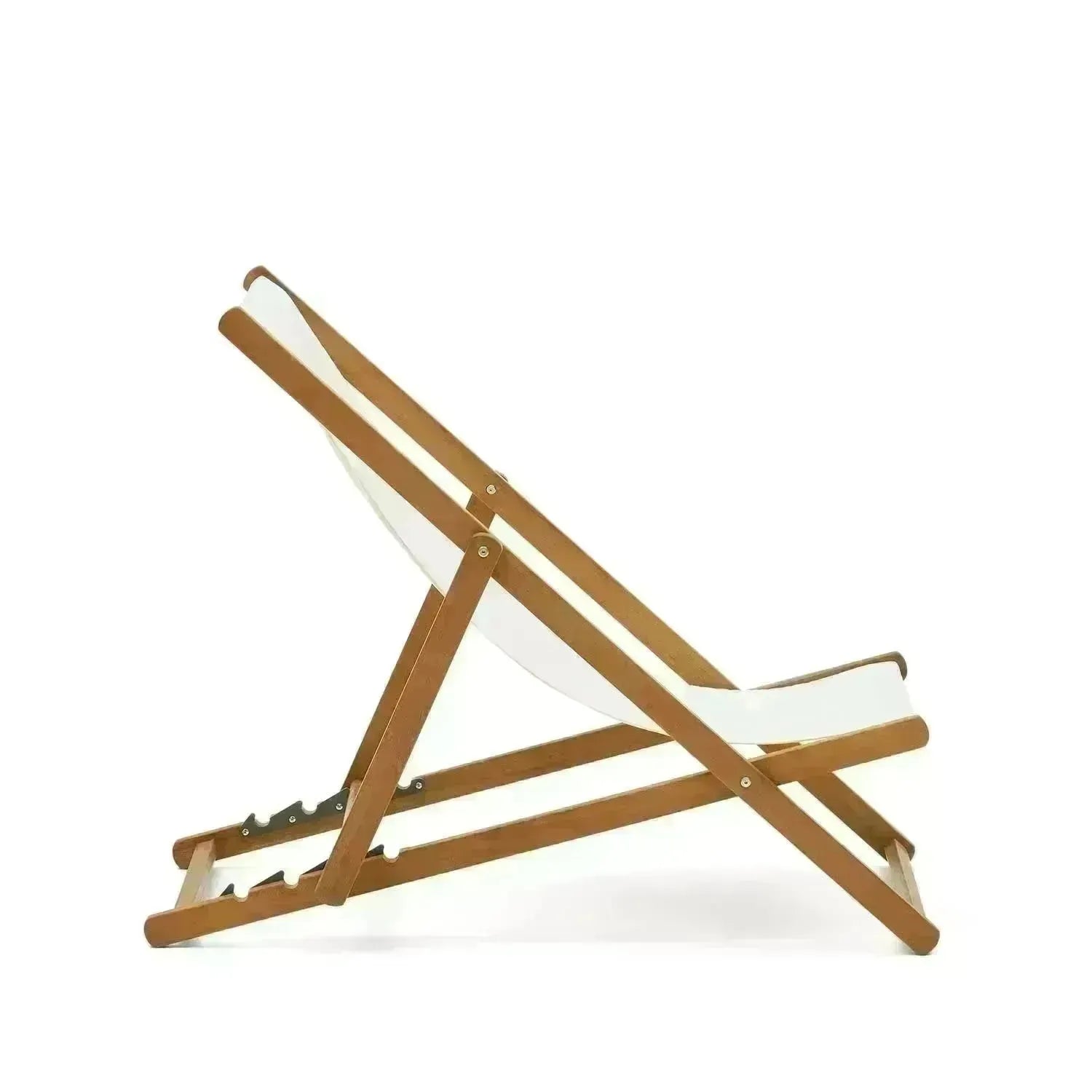 Eleganter, faltbarer Liegestuhl aus FSC-Akazienholz in Beige.