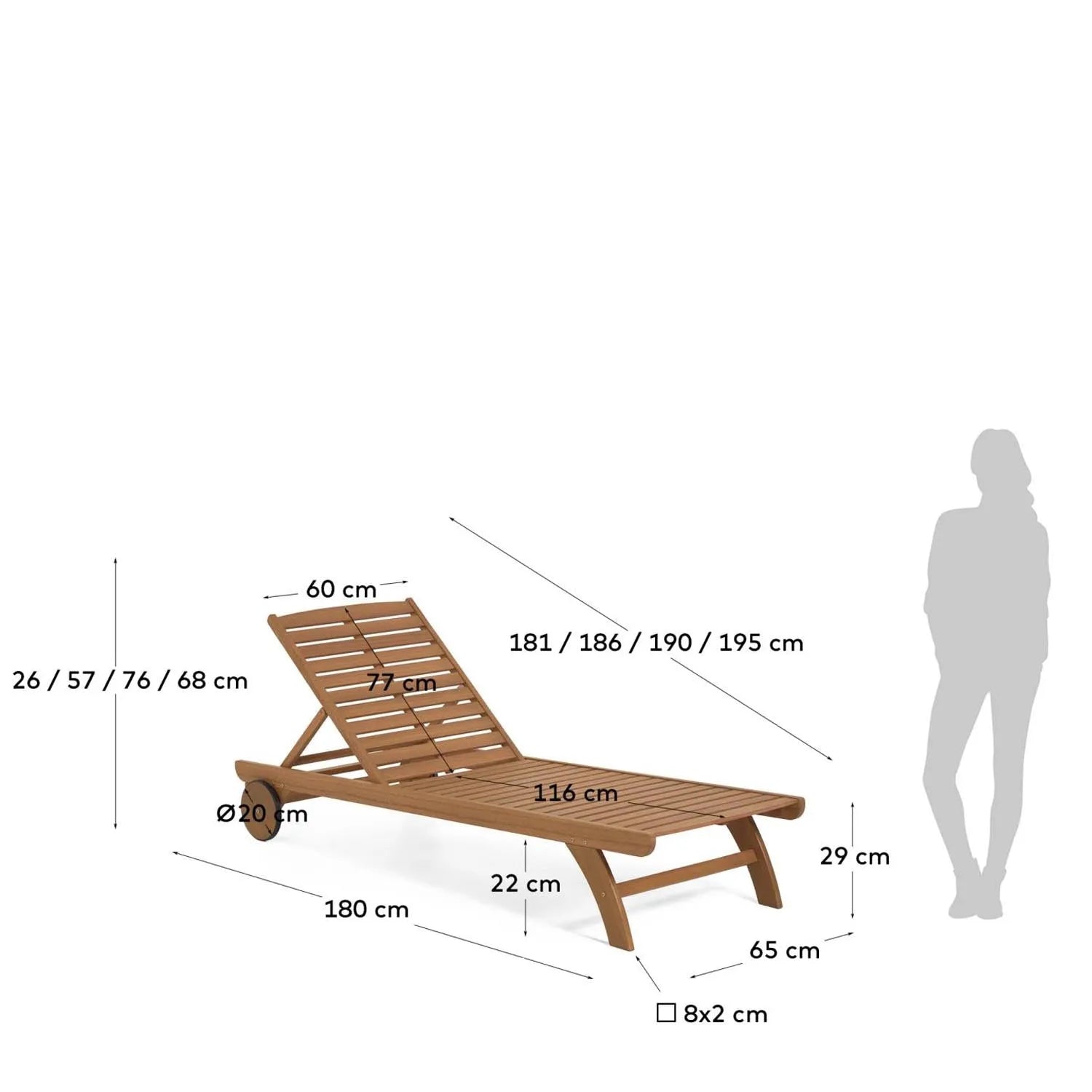 Beila Sonnenliege: Robuste Eleganz aus nachhaltigem Eukalyptusholz.