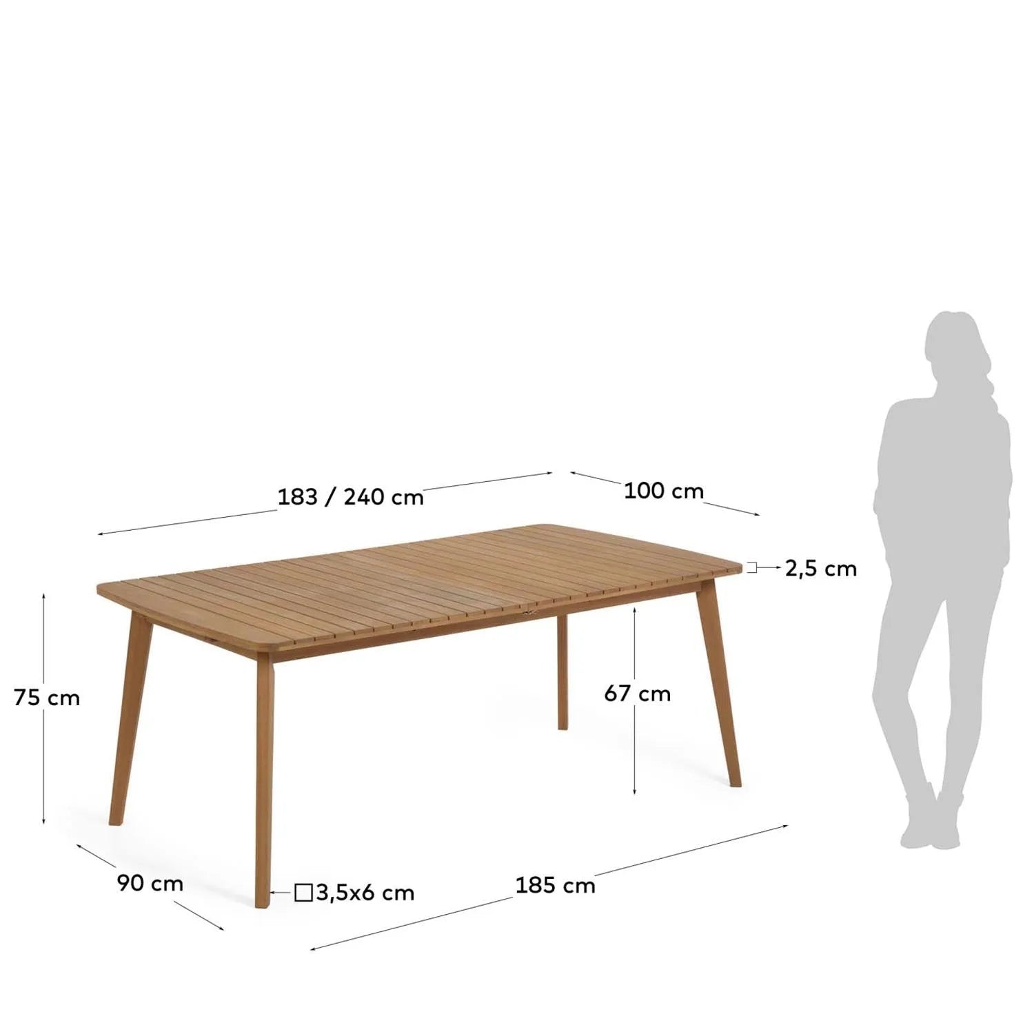 Hanzel: Flexibler Outdoor-Tisch aus FSC-zertifiziertem Eukalyptus.