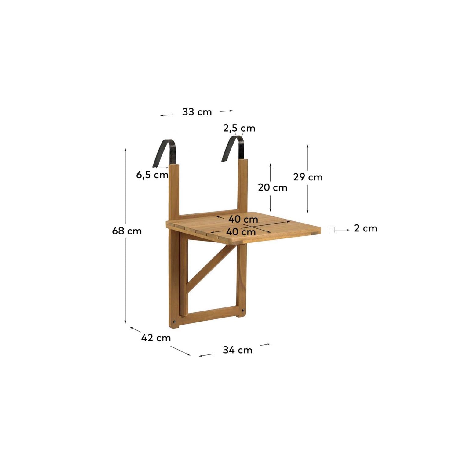 Amarilis Klapptisch: Kompakter, stilvoller Tisch aus Akazienholz für deinen Balkon – ideal für gemütliche Stunden im Freien.