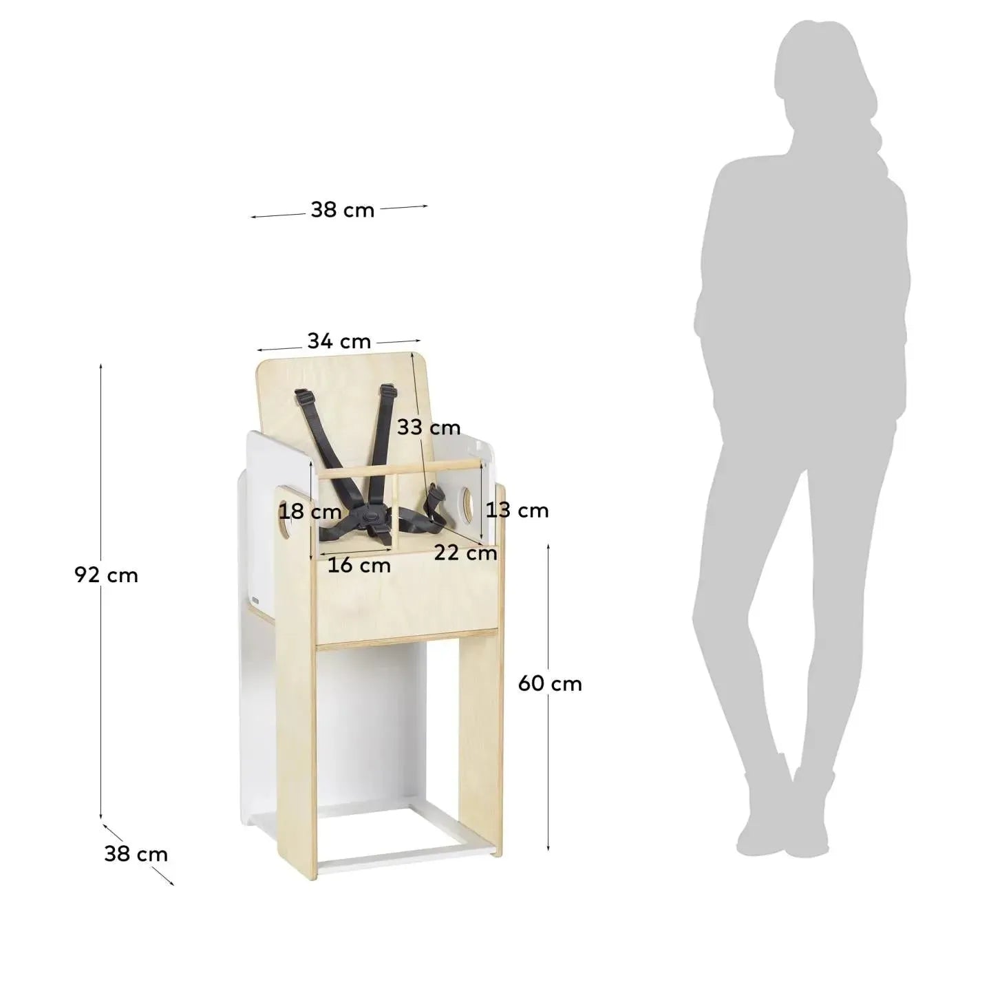 Der Nuun Hochstuhl von Kave Home aus Birkenfurnier bietet modernes Design und Funktionalität für stilvolle Wohnräume.