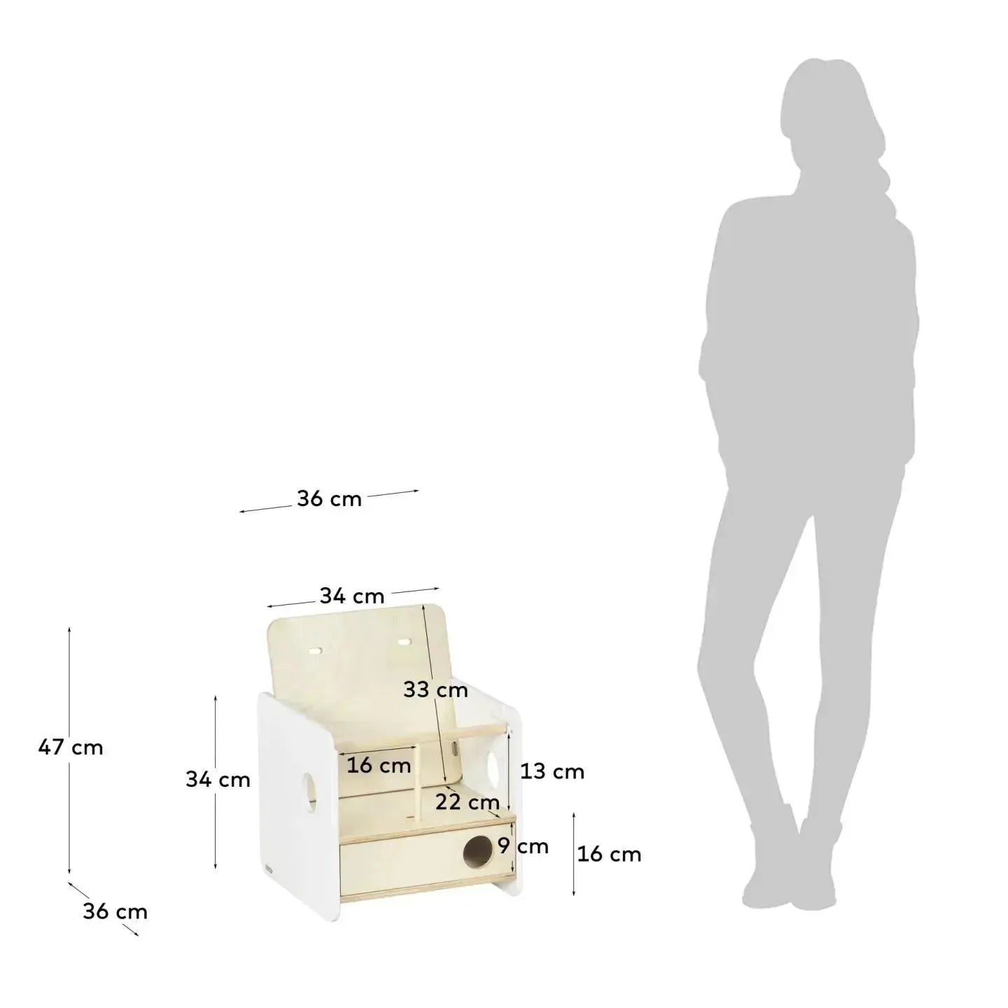 Der Nuun Stuhl aus Birkenfurnier von Kave Home ist höhenverstellbar, ergonomisch und passt sich dem Wachstum Ihres Kindes an.