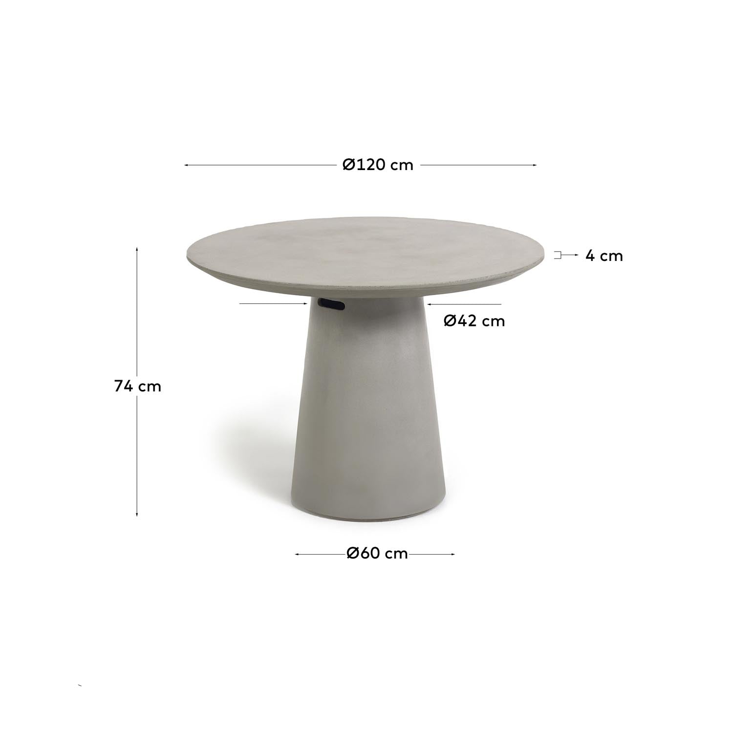 Itai runder Outdoor Tisch Ø 120 cm: Robuster Zementtisch für gesellige Momente im Freien. Ideal für Garten und Terrasse.