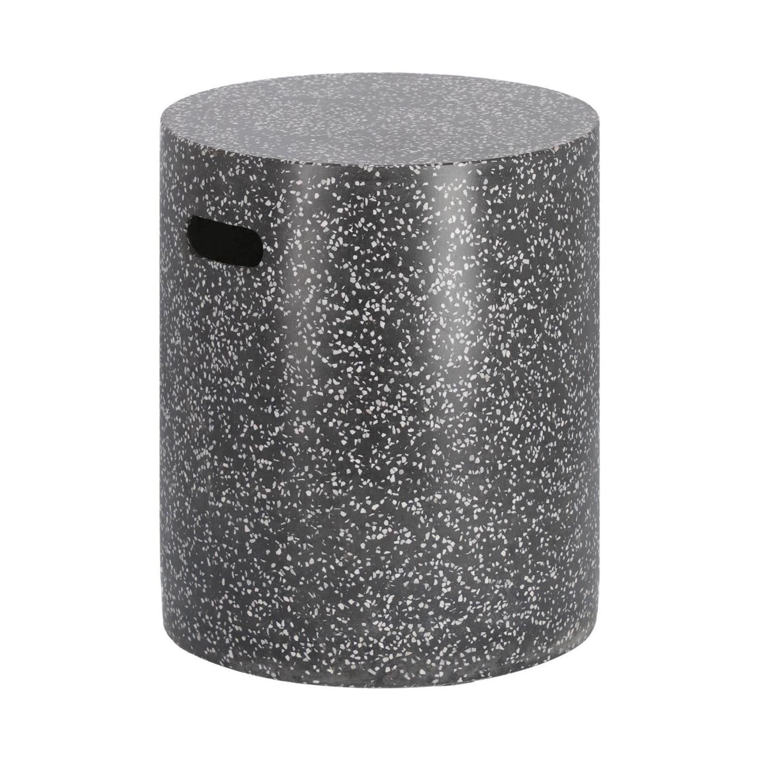 Jenell Fußablage aus Terrazzo schwarz Ø 35 cm in Schwarz präsentiert im Onlineshop von KAQTU Design AG. Hocker Outdoor ist von Kave Home