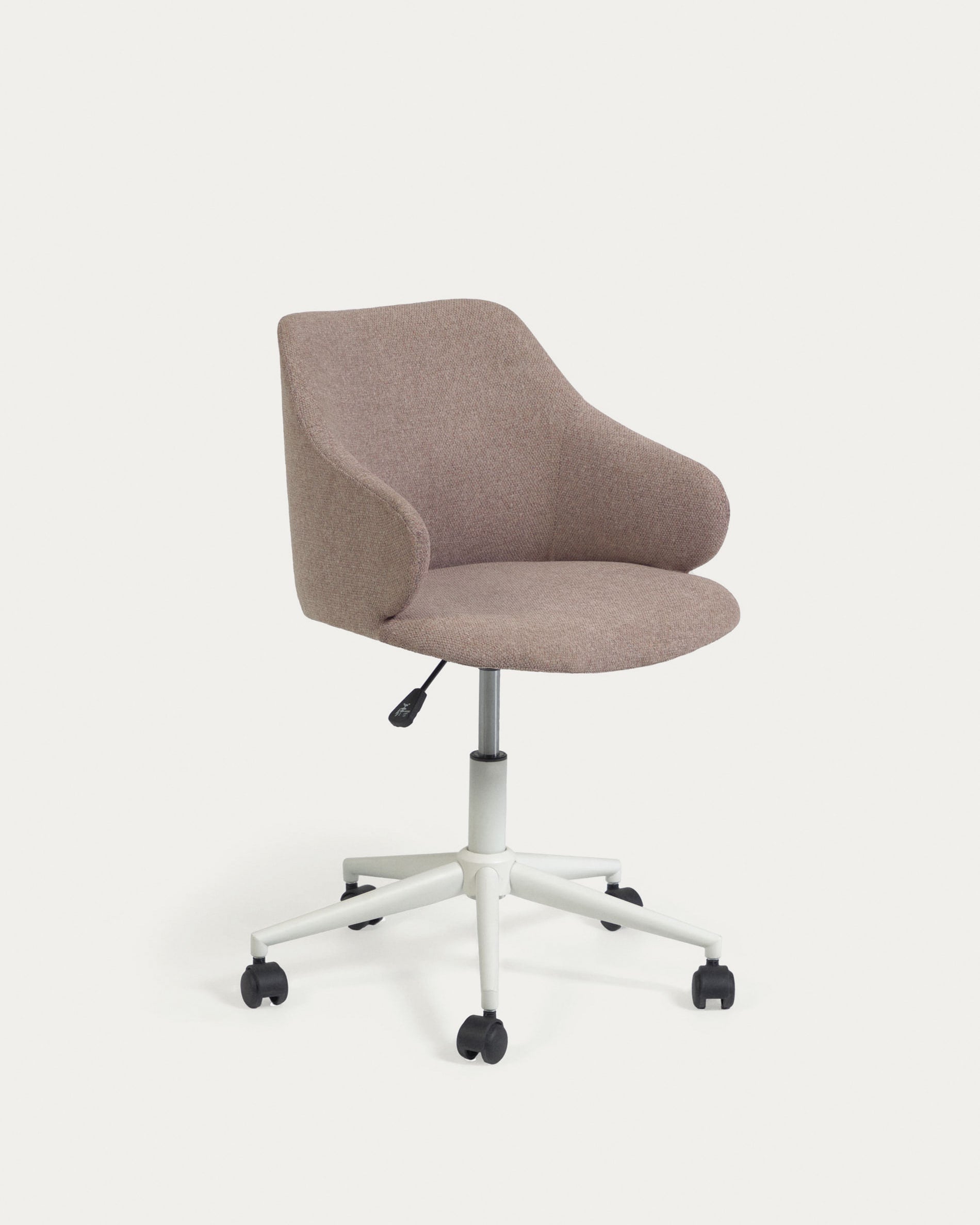 3D-Modell: Rosa Einara Schreibtischstuhl, höhenverstellbar, drehbar, Stahlbeine in Mattweiss. Ideal fürs Home Office.