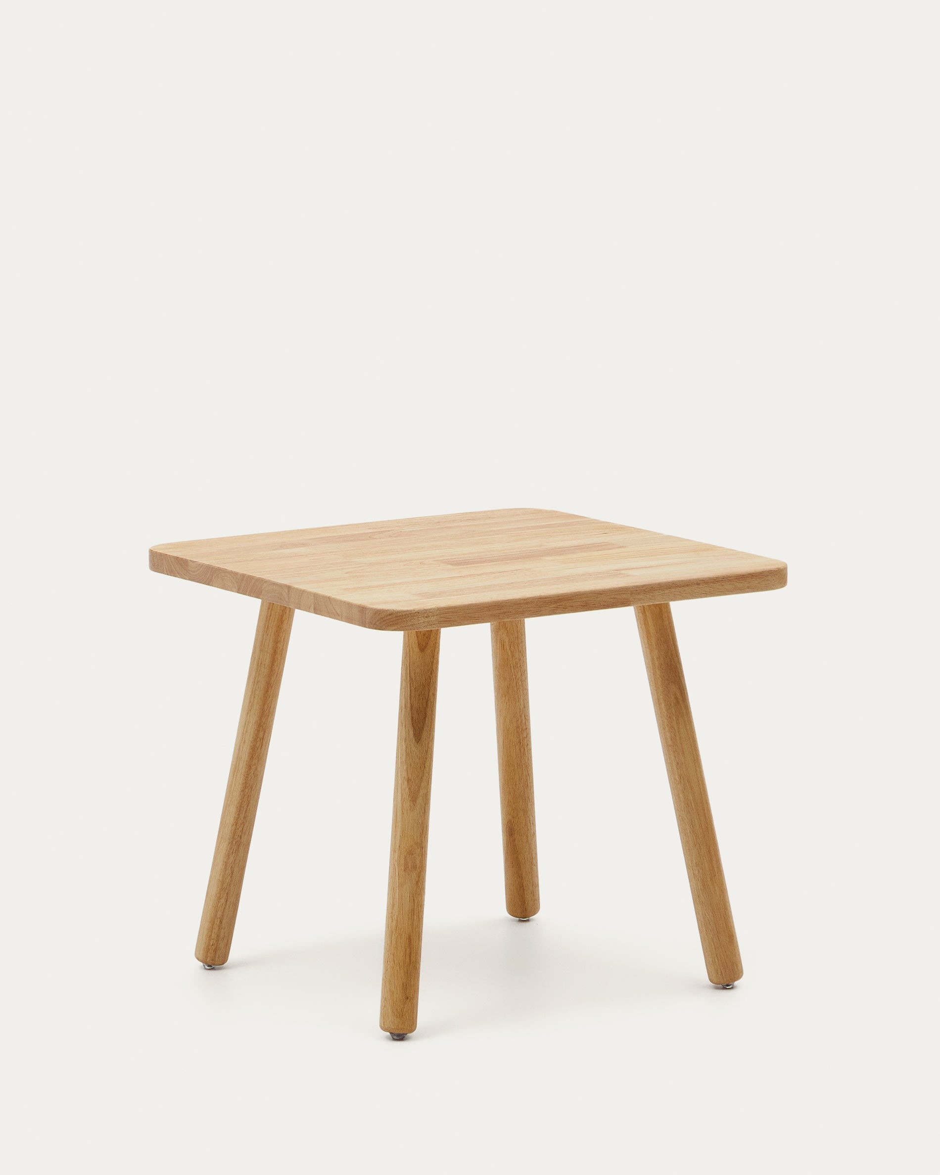 Quadratischer Kindertisch Dilcia aus massivem Kautschukholz, 55x55 cm, von Kave Home. Robust, stilvoll und ideal für Kinderzimmer.