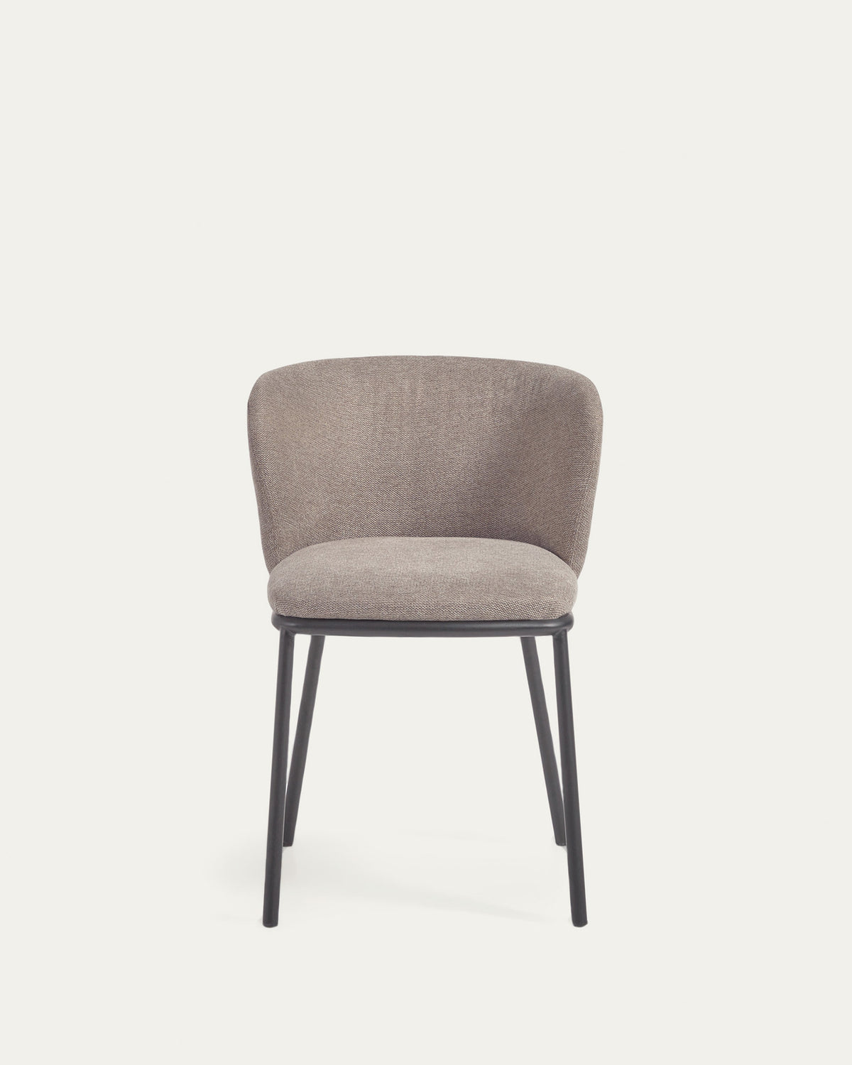 Ciselia Stuhl hellbraune Chenille und Stahlbeinen mit schwarzem Finish, FSC Mix Credit in Braun präsentiert im Onlineshop von KAQTU Design AG. Stuhl ist von Kave Home