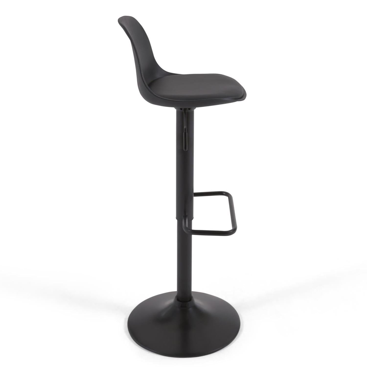 Hocker Orlando - T aus schwarzem Kunstleder und mattschwarzem Stahl 60-82 cm in Schwarz präsentiert im Onlineshop von KAQTU Design AG. Hocker ist von Kave Home