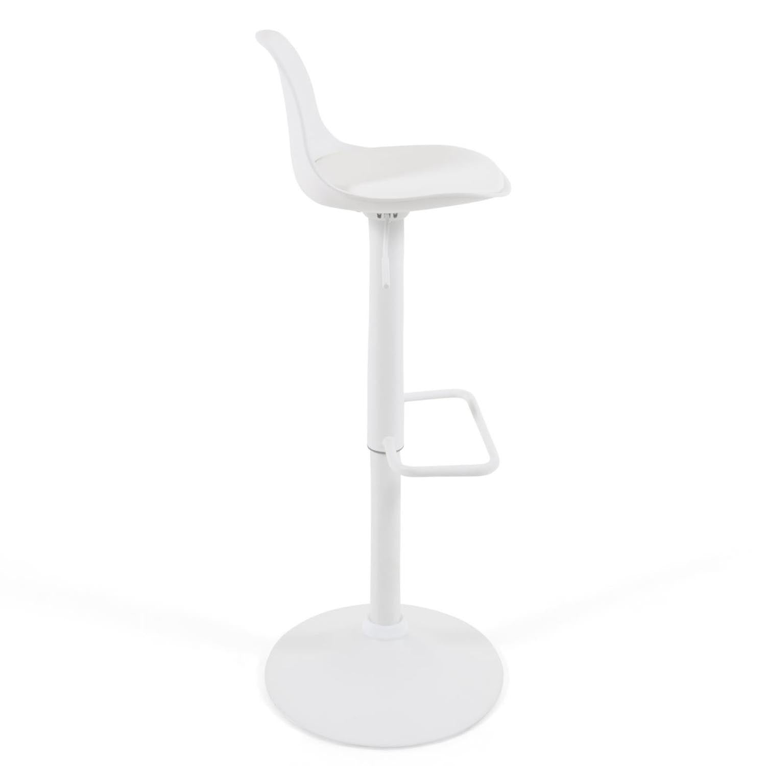 Hocker Orlando - T aus weißem Kunstleder und mattweißem Stahl 60-82 cm in Weiß präsentiert im Onlineshop von KAQTU Design AG. Hocker ist von Kave Home