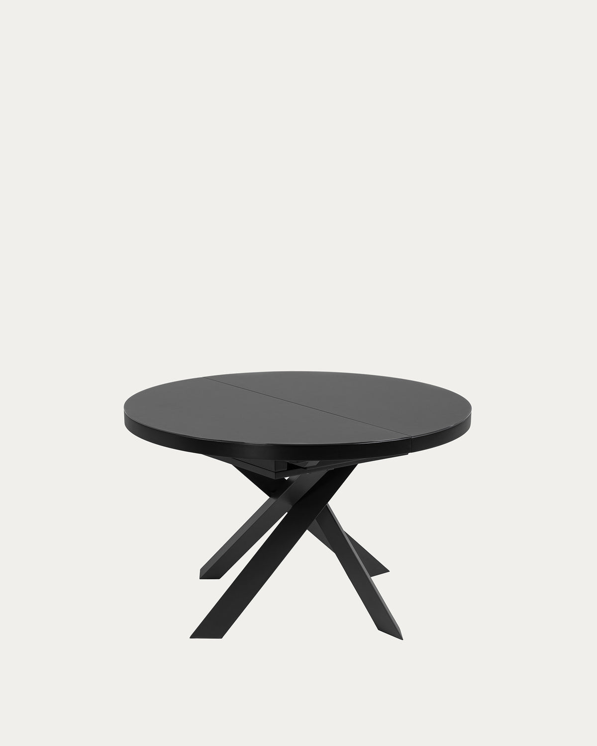 Vashti runder Ausziehtisch aus Glas und Stahlbeine mit schwarzem Finish Ø 120 (160) cm in Schwarz präsentiert im Onlineshop von KAQTU Design AG. Esstisch ist von Kave Home