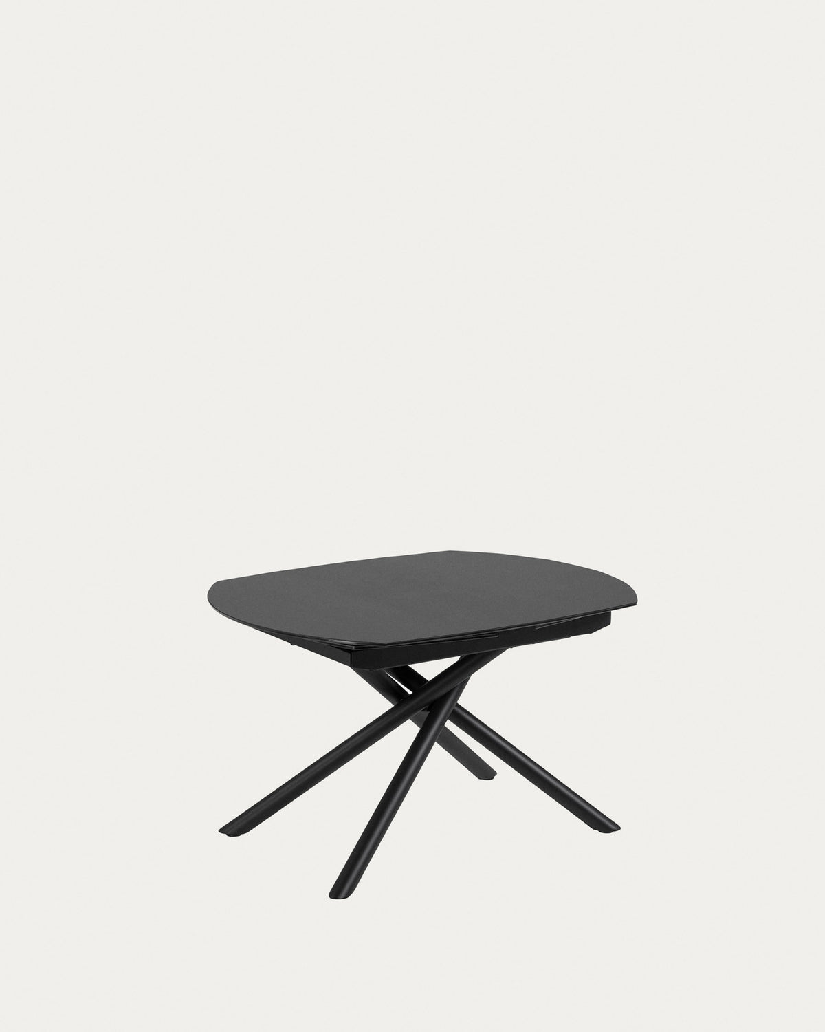 Yodalia Ausziehtisch aus gehärtetem Glas und Stahlbeinen mit schwarzem Finish 130(190)x100 cm in Schwarz, Transparent präsentiert im Onlineshop von KAQTU Design AG. Esstisch ist von Kave Home