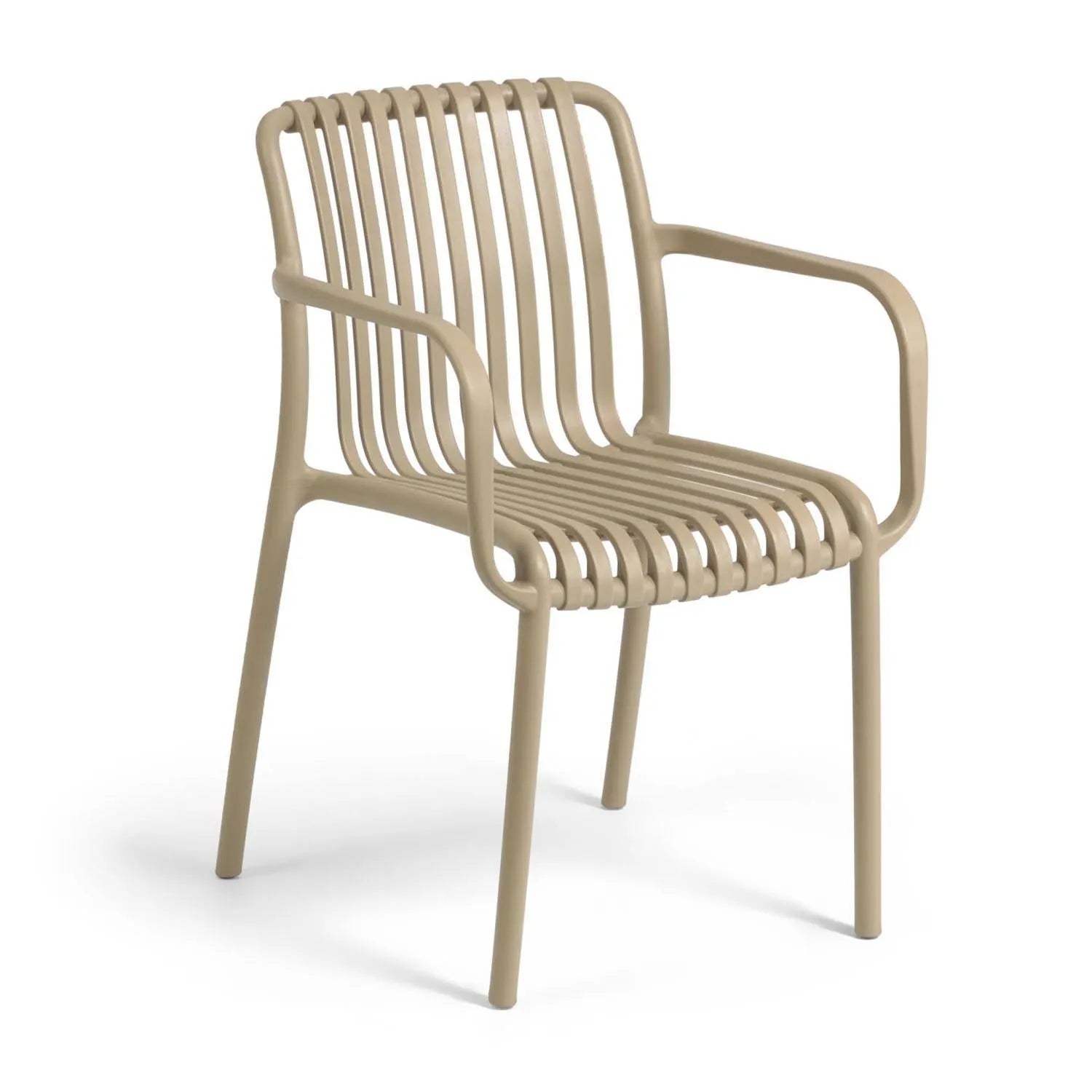 Eleganter, stapelbarer Outdoor-Stuhl Isabellini in Beige von Kave Home.