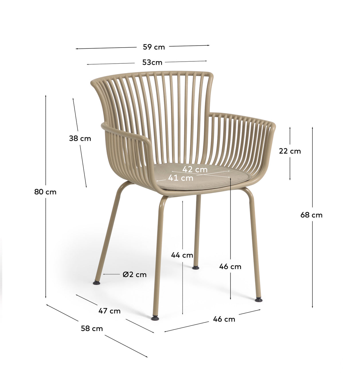 Outdoor Stuhl Surpika beige in Beige präsentiert im Onlineshop von KAQTU Design AG. Gartenstuhl mit Armlehnen ist von Kave Home