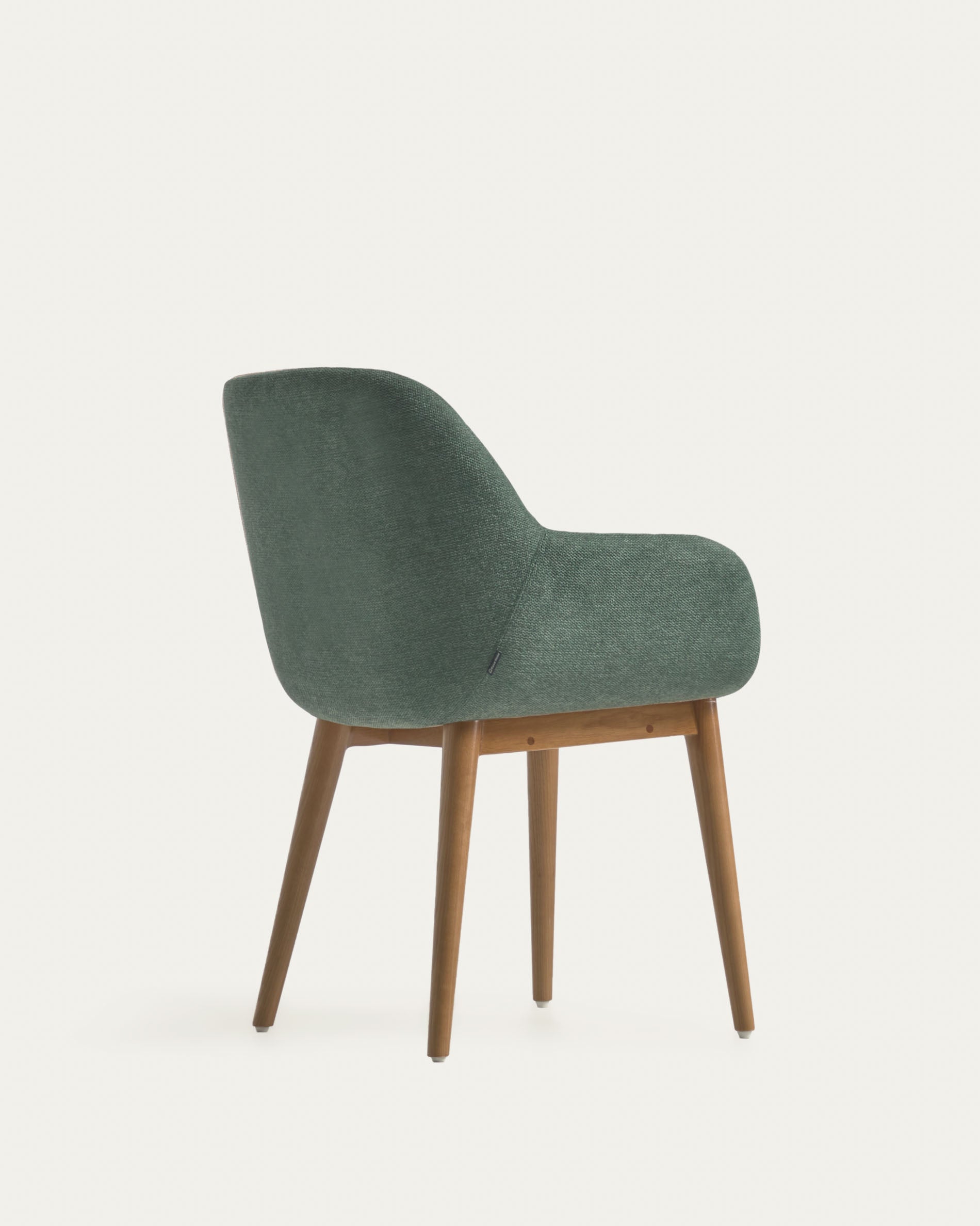 Konna Stuhl in Grün und Beine aus massivem Eschenholz mit dunklem Finish FR in Grün präsentiert im Onlineshop von KAQTU Design AG. Stuhl ist von Kave Home