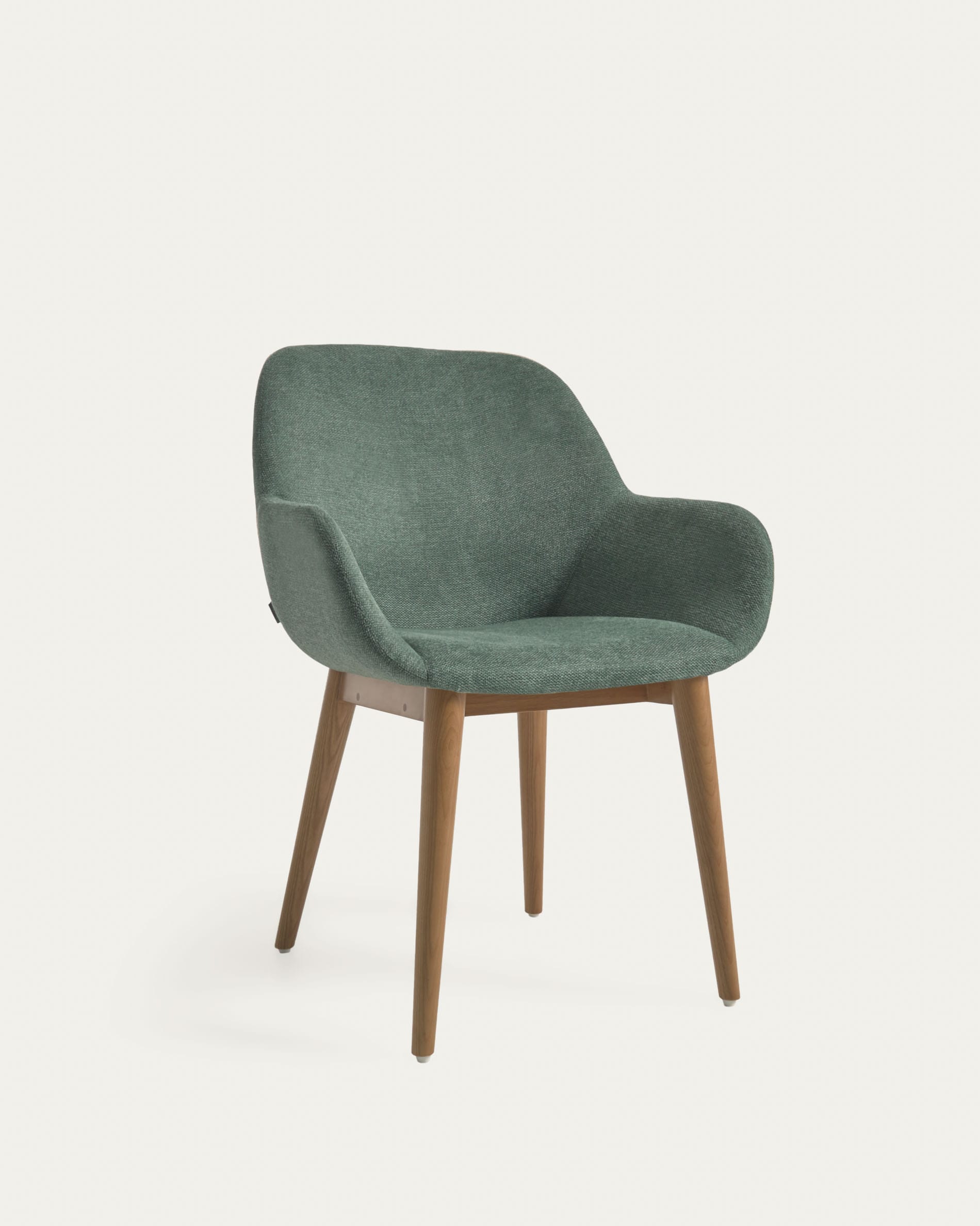3D-Modell: Grüner Konna Stuhl, Eschenholzbeine, elegant und komfortabel, ideal für Esszimmer, AR-kompatibel.