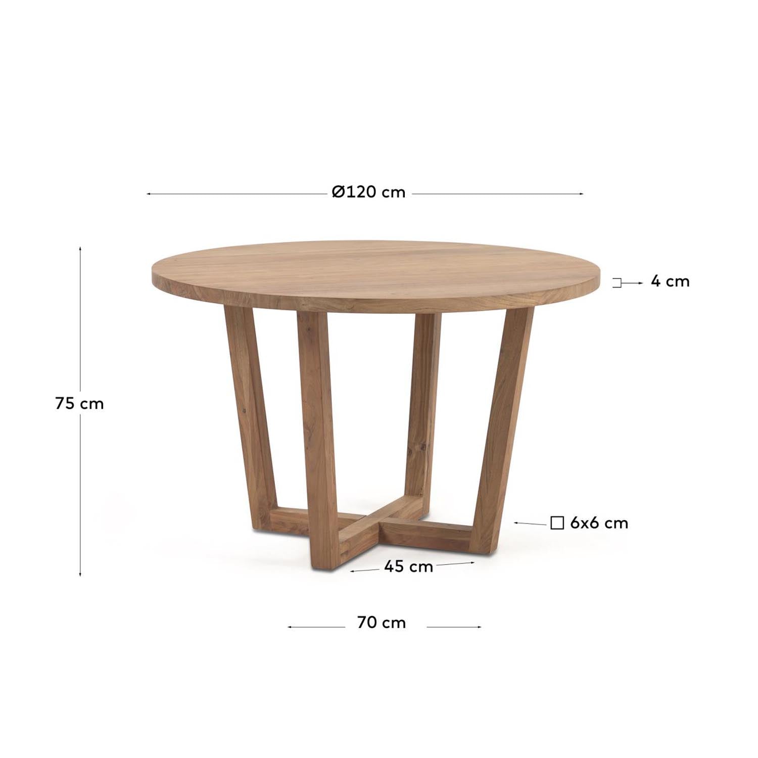 Entdecke den Nahla runden Tisch aus hochwertigem Akazienholz mit einem Durchmesser von 120 cm. Sein zeitloses, natürliches Finish bringt Wärme und Stil in dein Zuhause.