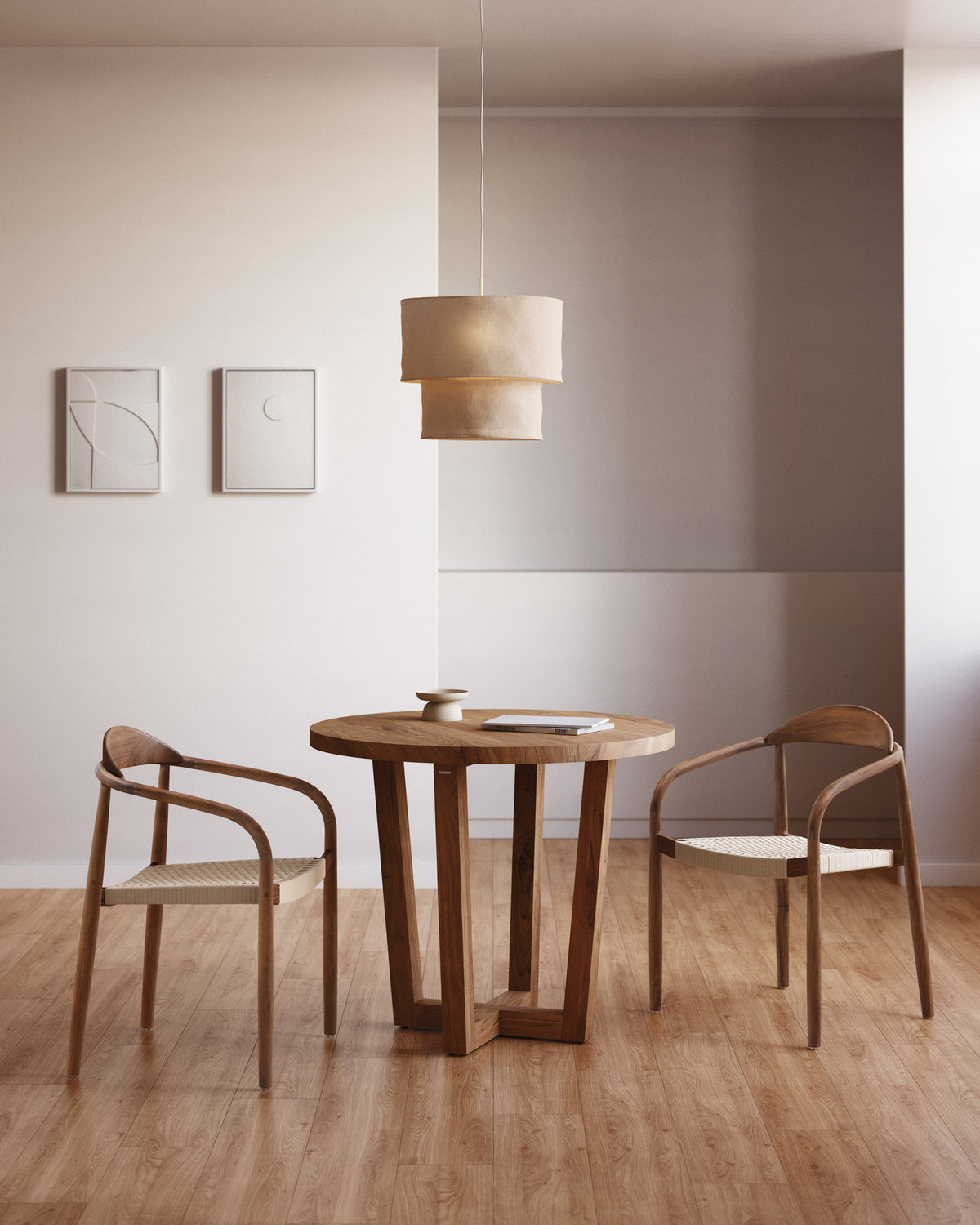 Runder Tisch Nahla aus massivem Akazienholz mit natürlichem Finish, Ø 90 cm, FSC 100 % in Natur präsentiert im Onlineshop von KAQTU Design AG. Esstisch ist von Kave Home