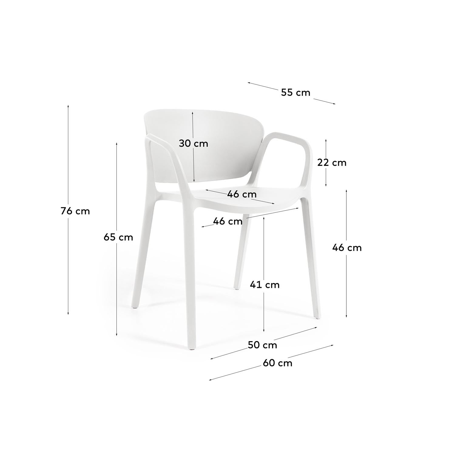 Entdecken Sie den Ania stapelbaren Stuhl von Kave Home – ein eleganter, 100% outdoor-fähiger Stuhl aus recycelbarem Plastik. Ideal für Garten und Balkon!