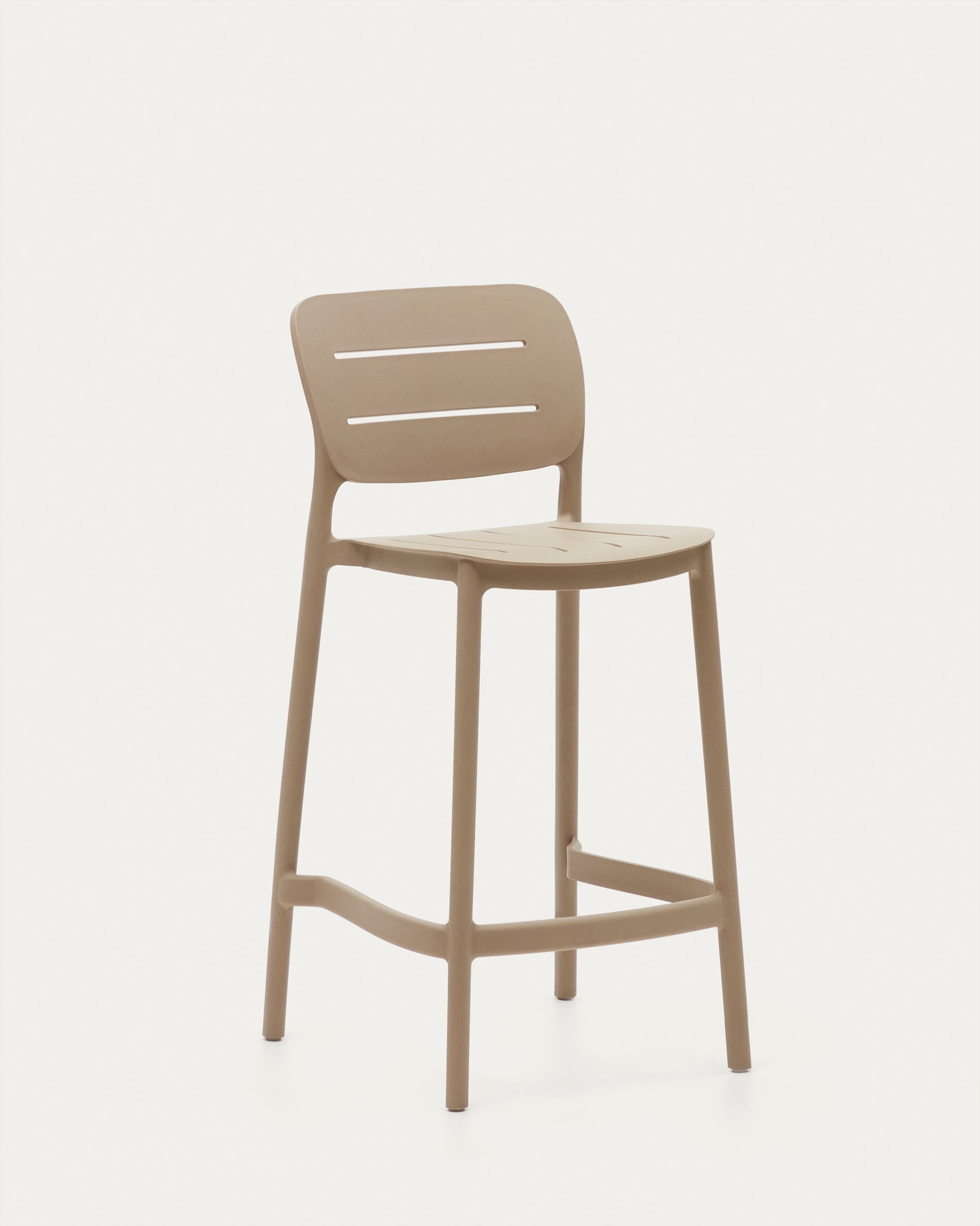 3D-Modell: Eleganter, UV-beständiger Morella Outdoor-Hocker, Beige, 65 cm, recycelbares Polypropylen.