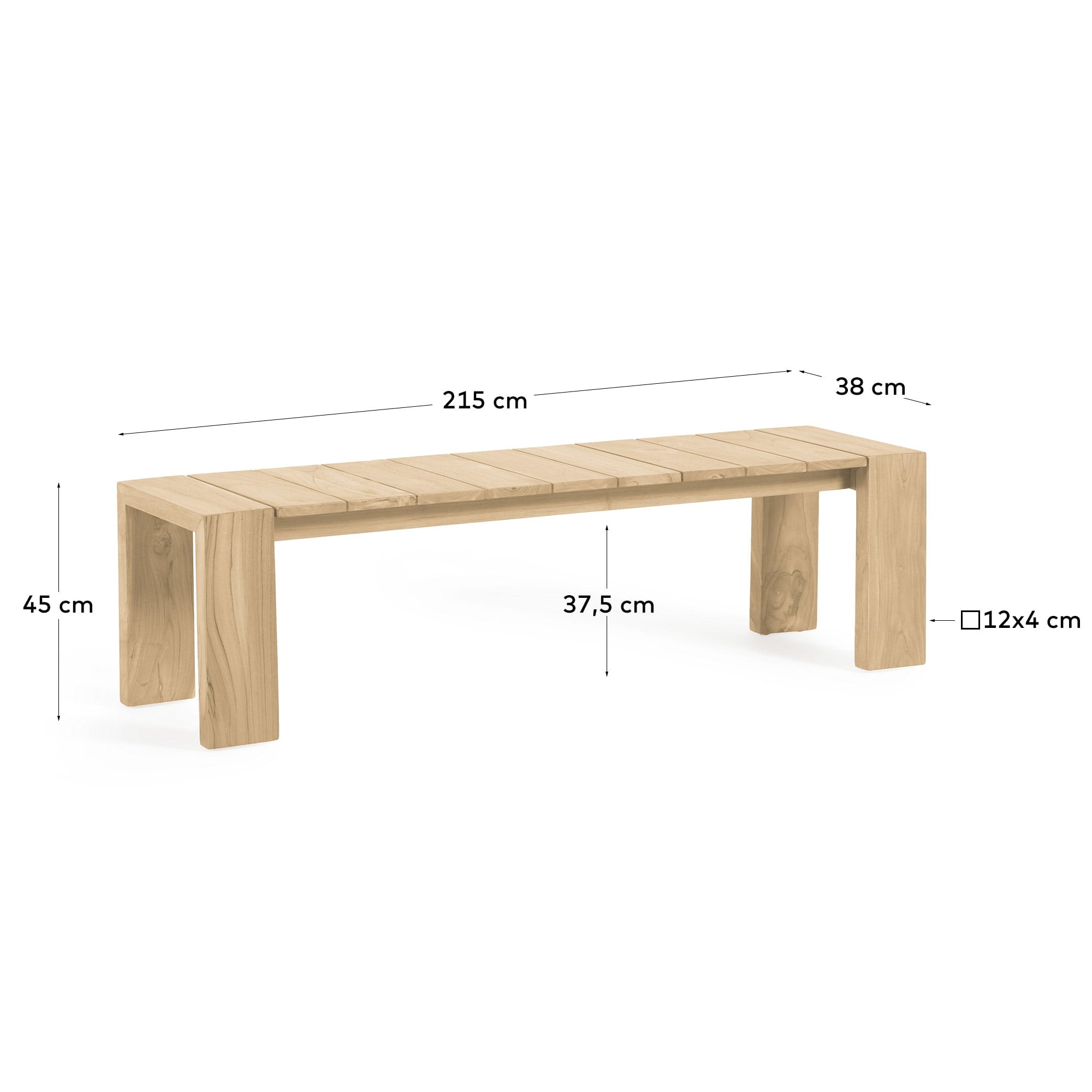 Massive Teakholz-Gartenbank Victoire, 215 cm, robust und elegant, perfekt für stilvolle Außenbereiche und langlebigen Komfort.