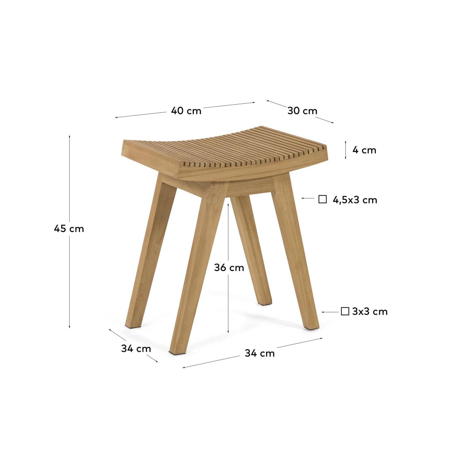 Vicentina Fussstütze aus massivem Teakholz: Elegantes Design und vielseitige Nutzung für Ihr Badezimmer und Wohnbereich.