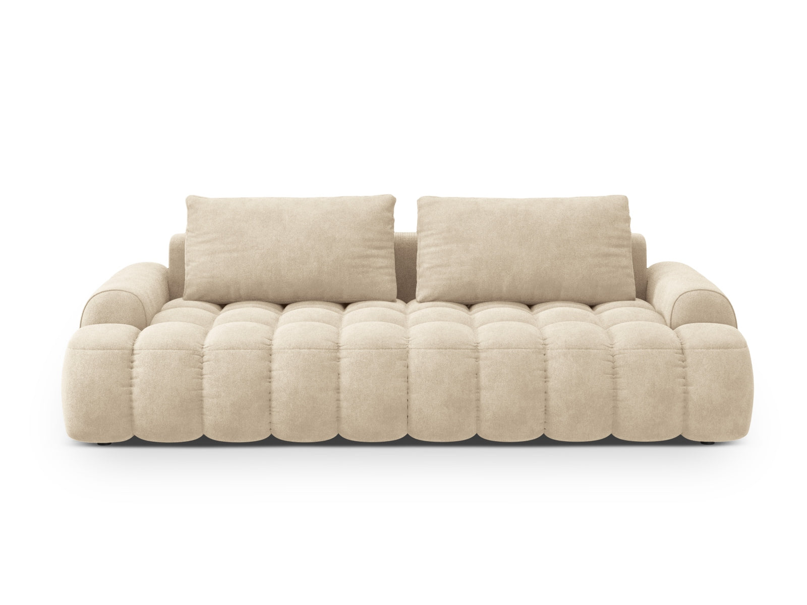 Linz Velour Sofa mit Schlaffunktion und Stauraumbox 4 Sitzer 100cm in Light Beige-Vogue präsentiert im Onlineshop von KAQTU Design AG. Bettsofa ist von Cosmopolitan Design