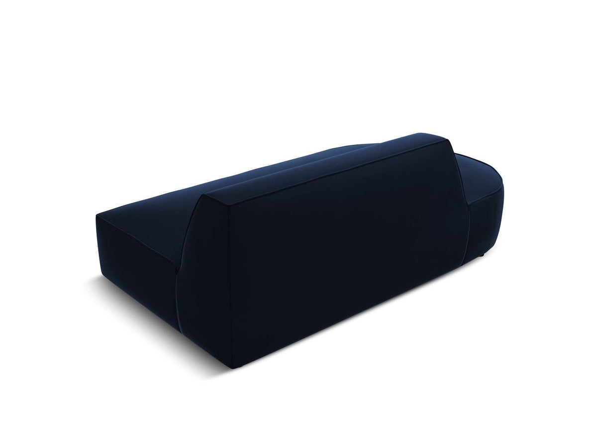 Beiges Samt-Modulsofa Siena mit Récamiere links, Massivholzrahmen und schwarzen Kunststoffbeinen, Cosmopolitan Design.