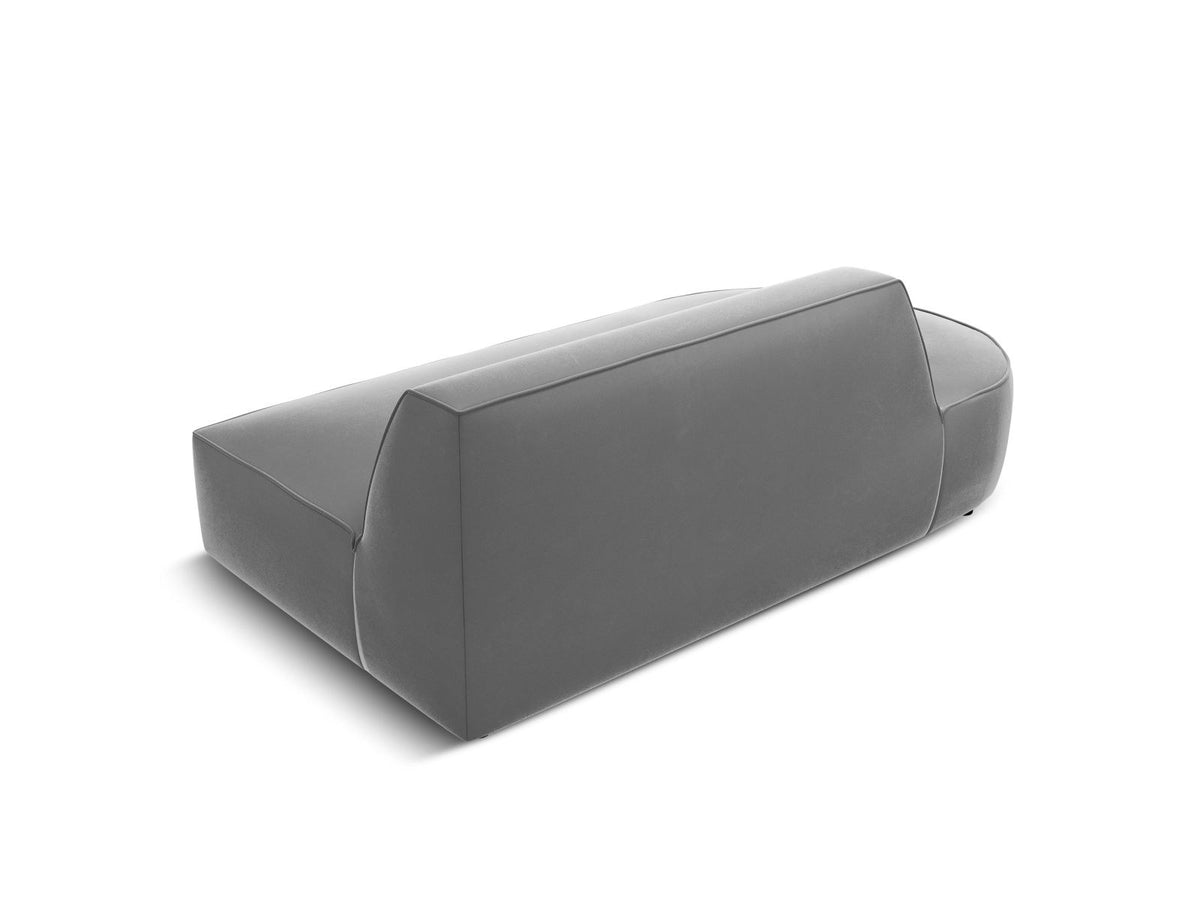 Beiges Samt-Modulsofa Siena mit Récamiere links, Massivholzrahmen und schwarzen Kunststoffbeinen, Cosmopolitan Design.