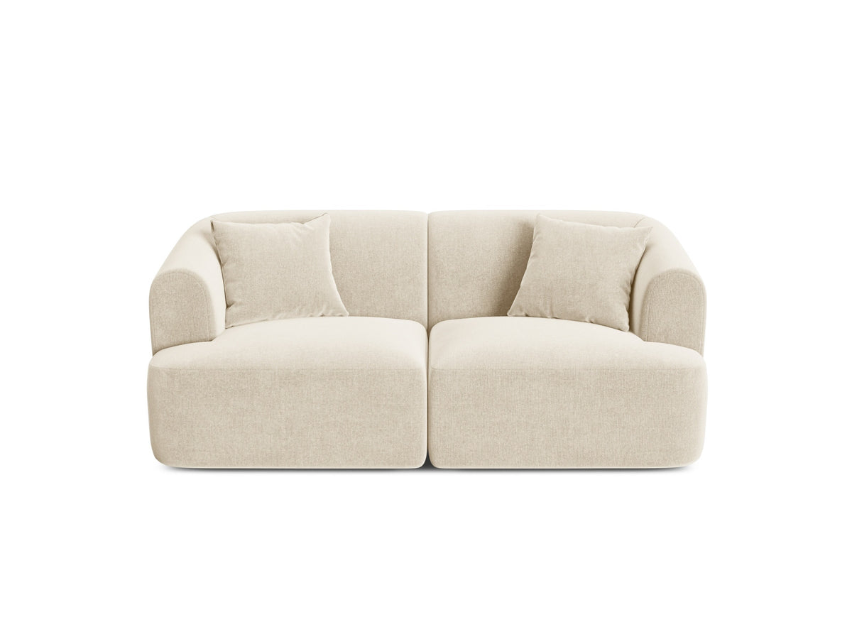 2-Sitzer Modular Sofa Campi mit Stoffbezug, weichen Polstern und schwarzen Kunststoffbeinen