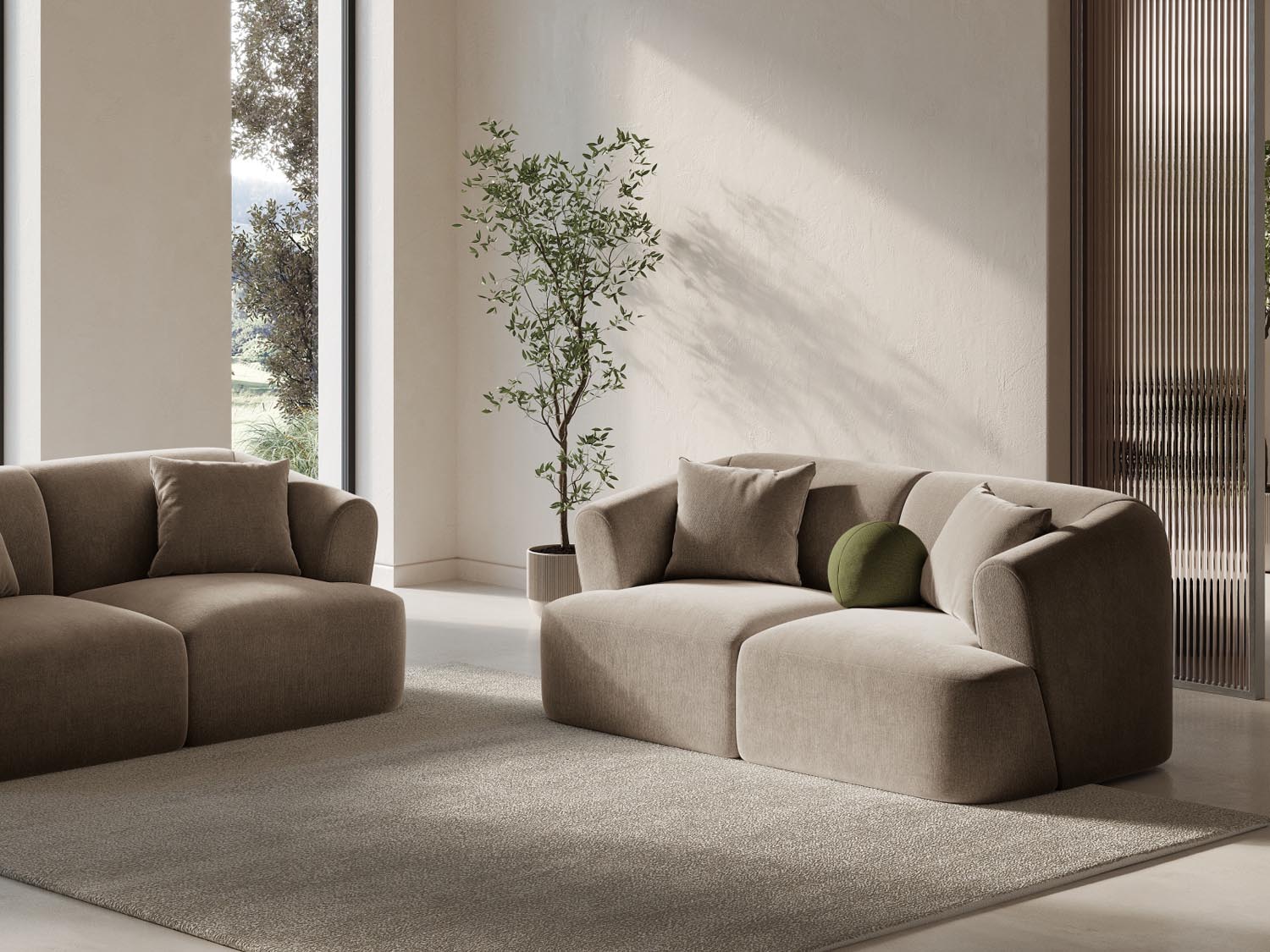 Entdecken Sie das stilvolle Campi Velour Modular Sofa 2 Sitzer von Cosmopolitan Design – perfekt für moderne Interiors, flexibel und bequem.