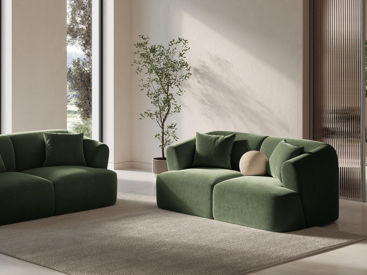 Entdecken Sie das stilvolle Campi Velour Modular Sofa 2 Sitzer von Cosmopolitan Design – perfekt für moderne Interiors, flexibel und bequem.