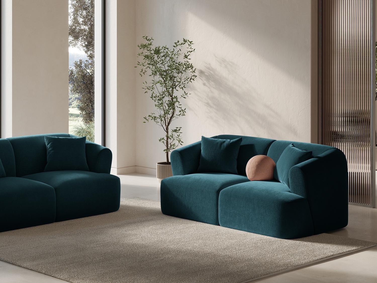 Entdecken Sie das stilvolle Campi Velour Modular Sofa 2 Sitzer von Cosmopolitan Design – perfekt für moderne Interiors, flexibel und bequem.