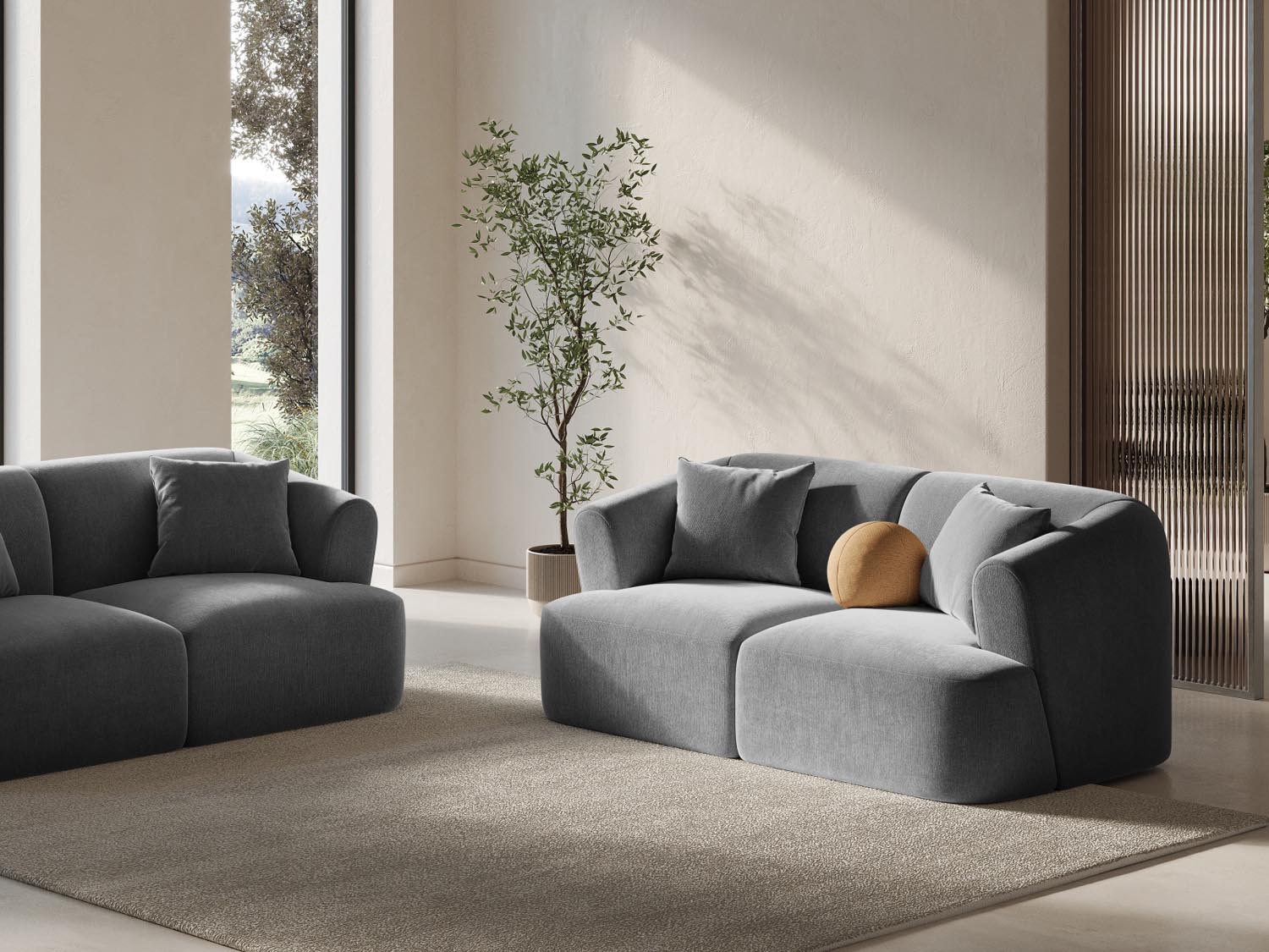 Entdecken Sie das stilvolle Campi Velour Modular Sofa 2 Sitzer von Cosmopolitan Design – perfekt für moderne Interiors, flexibel und bequem.