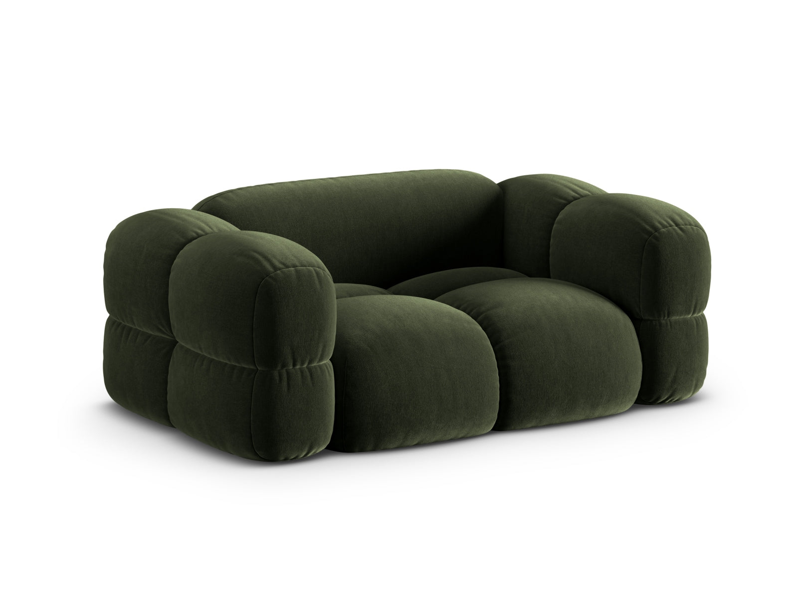 Stilvolles 2-Sitzer Sofa Loretto aus Velours in ansprechendem Grün, perfekt für moderne Wohnkonzepte und entspannte Stunden.